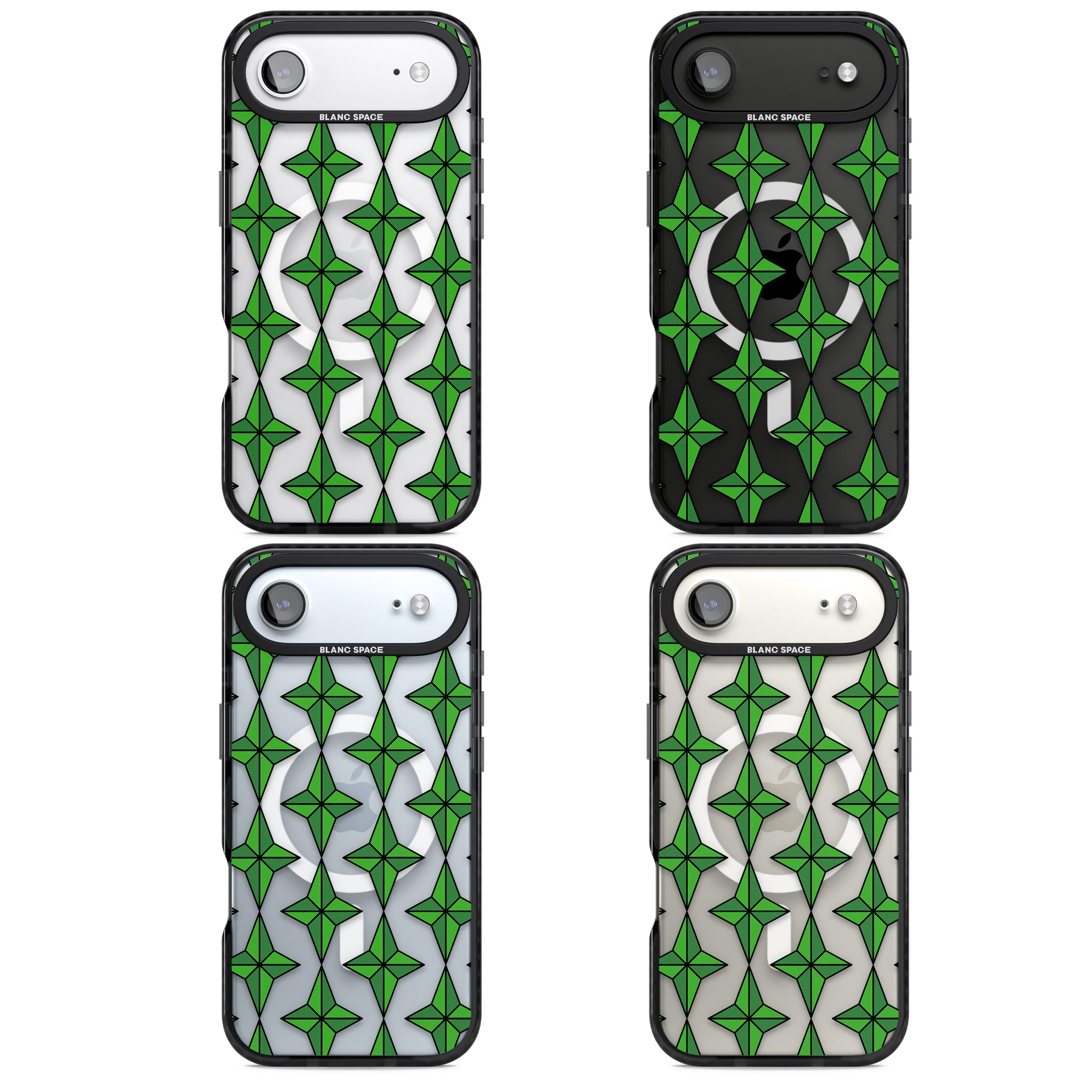 Emerald Stars Pattern (Clear) iPhone 17 Air Impact Pro Black Phone Case APT Impact Protection
