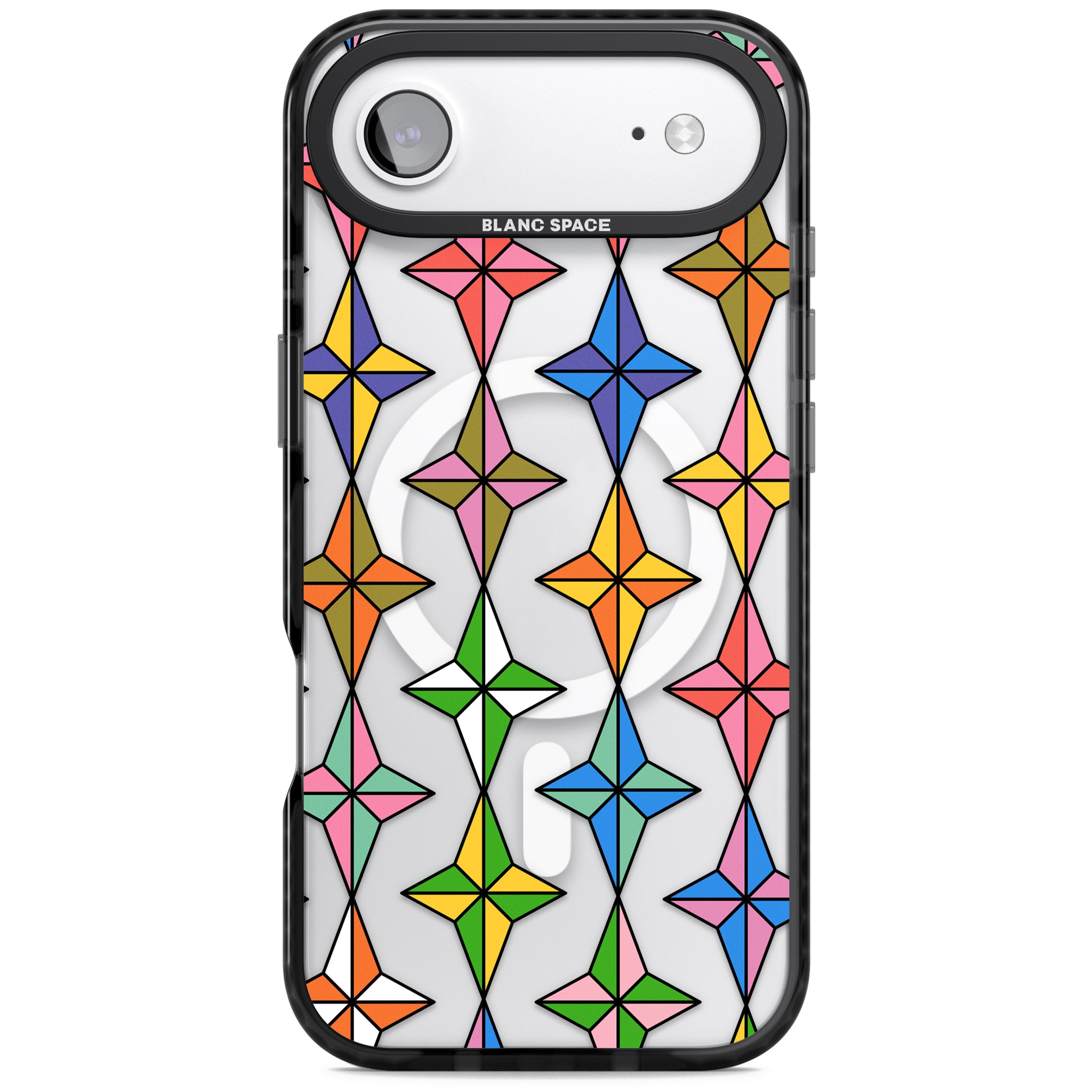 Multi Colour Stars Pattern iPhone 17 Air Impact Pro Black Phone Case