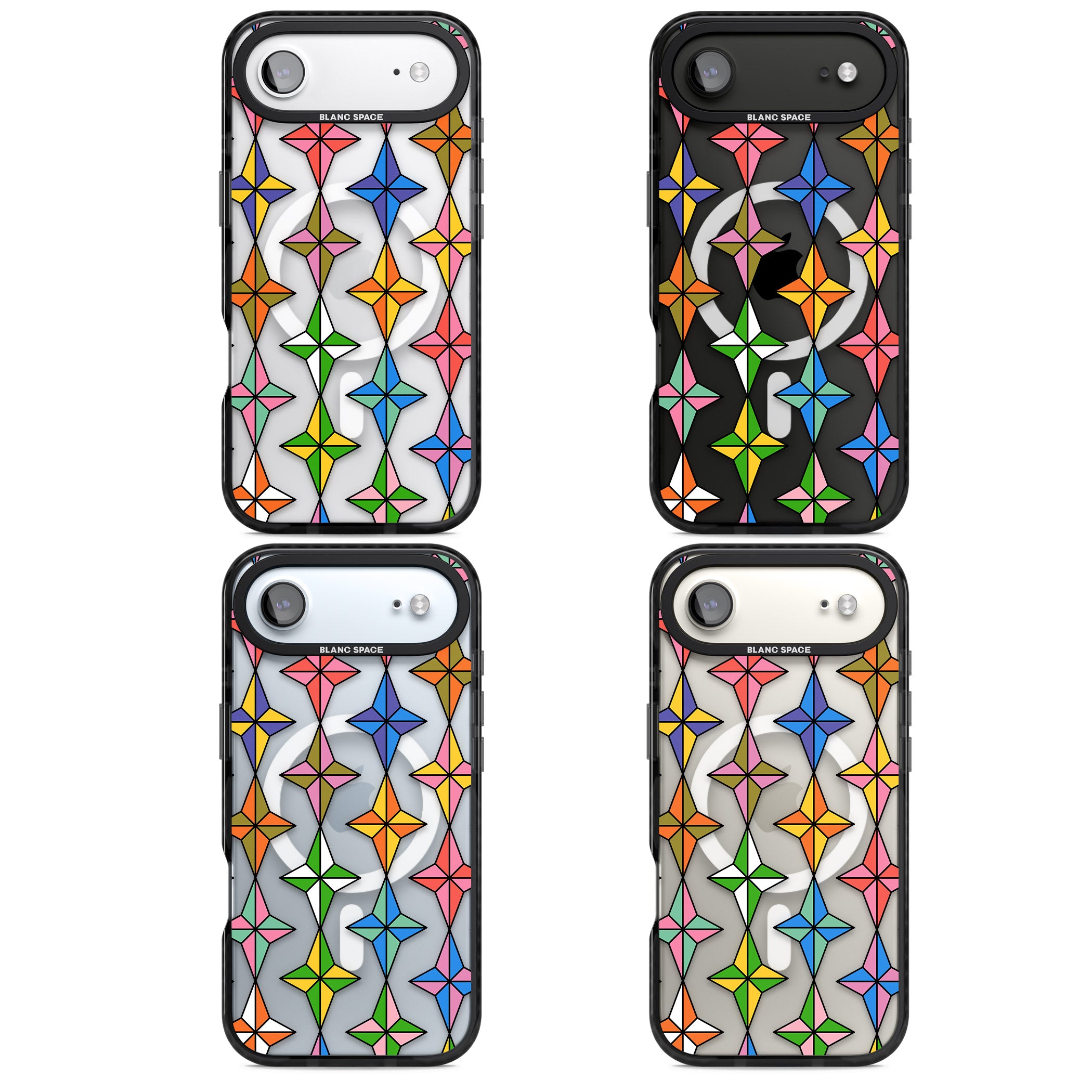 Multi Colour Stars Pattern iPhone 17 Air Impact Pro Black Phone Case APT Impact Protection