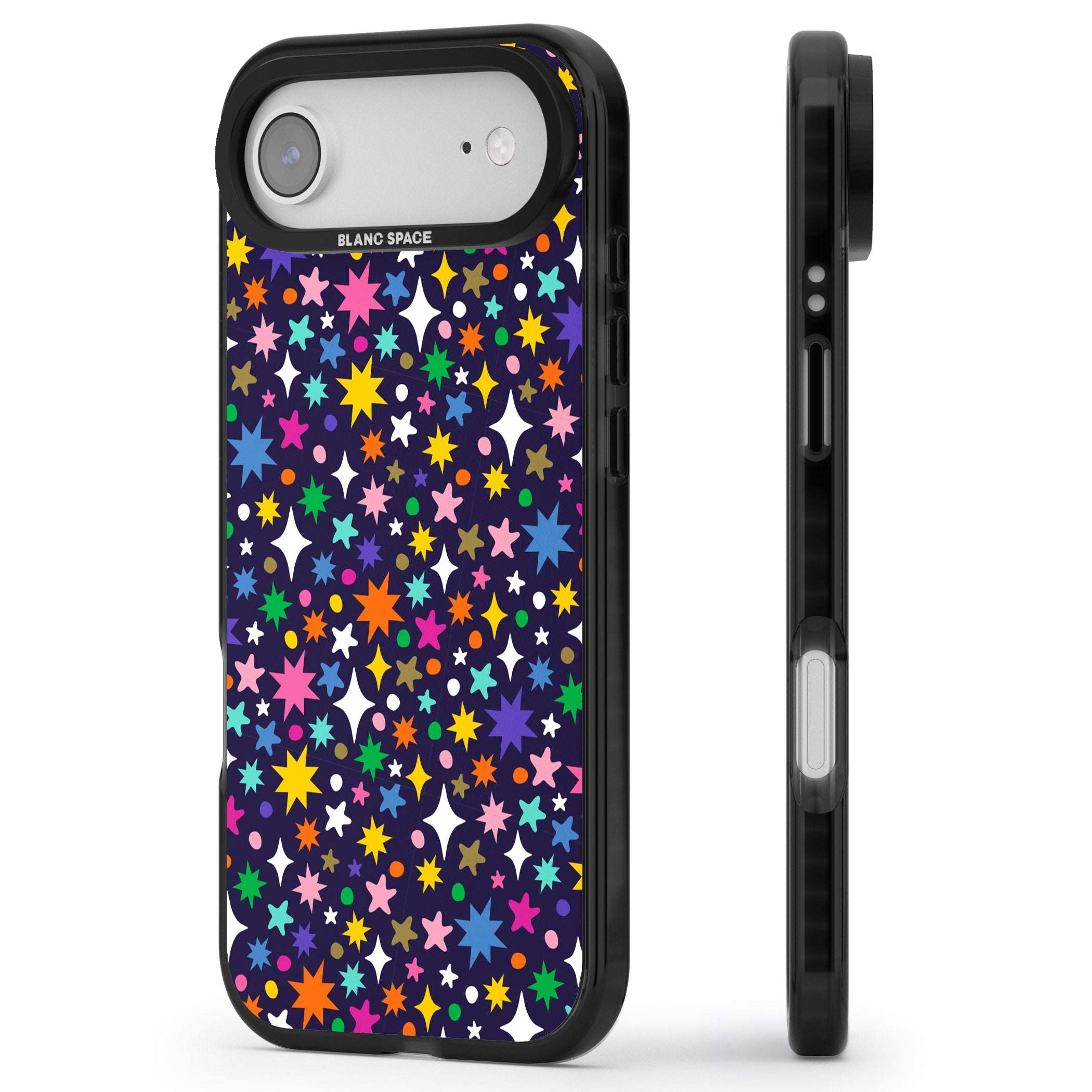 Rainbow Starburst (Purple) iPhone 17 Air Impact Pro Black Phone Case Side Profile