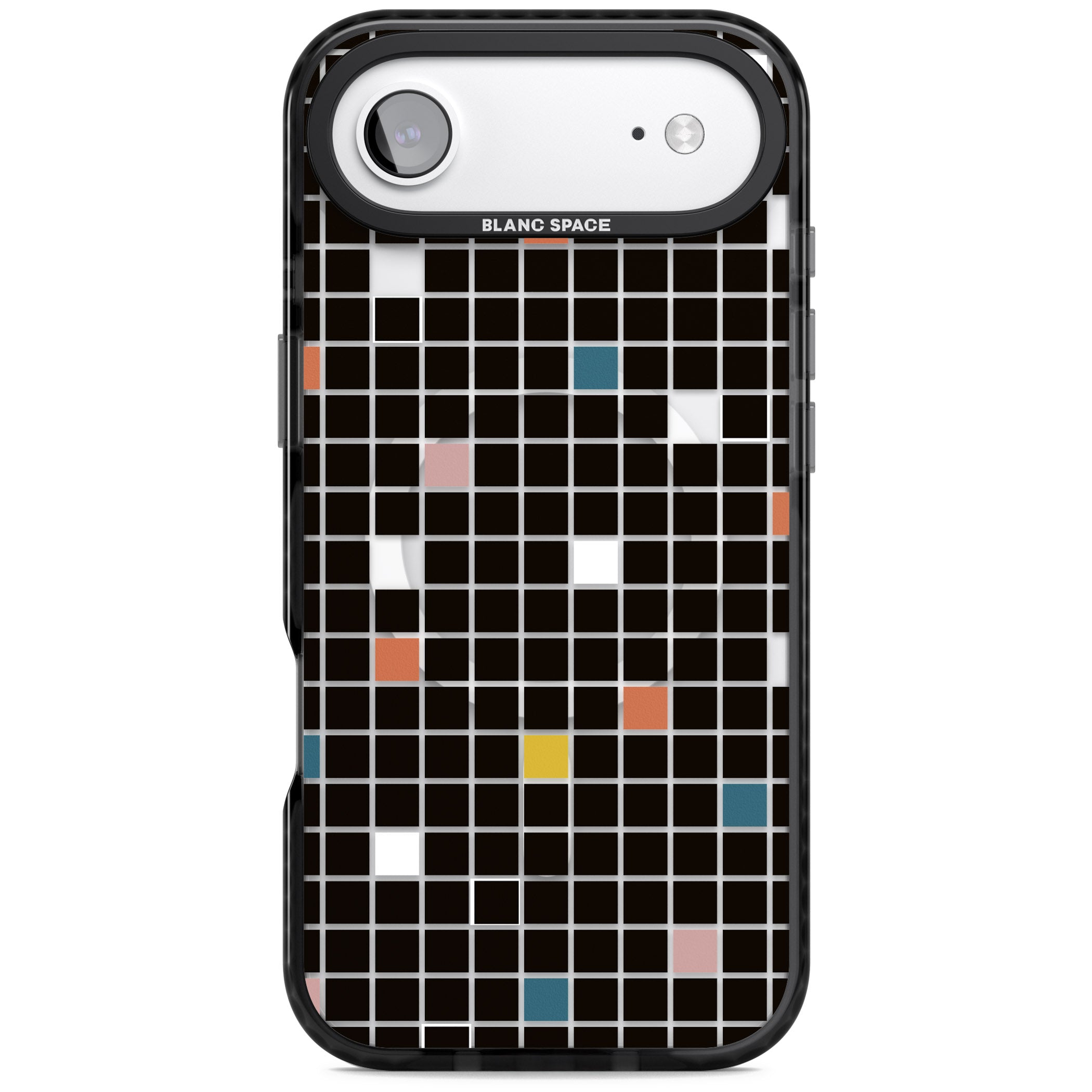 Earthtone Black Geometric Grid iPhone 17 Air Impact Pro Black Phone Case