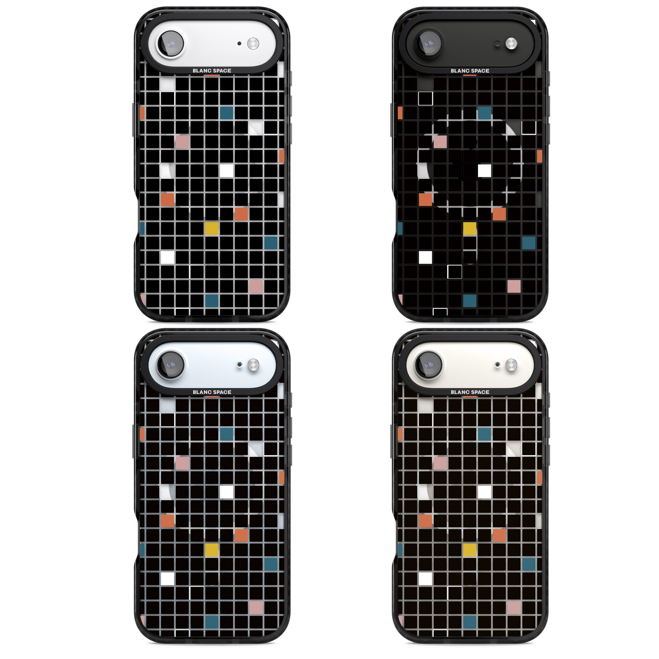 Earthtone Black Geometric Grid iPhone 17 Air Impact Pro Black Phone Case APT Impact Protection