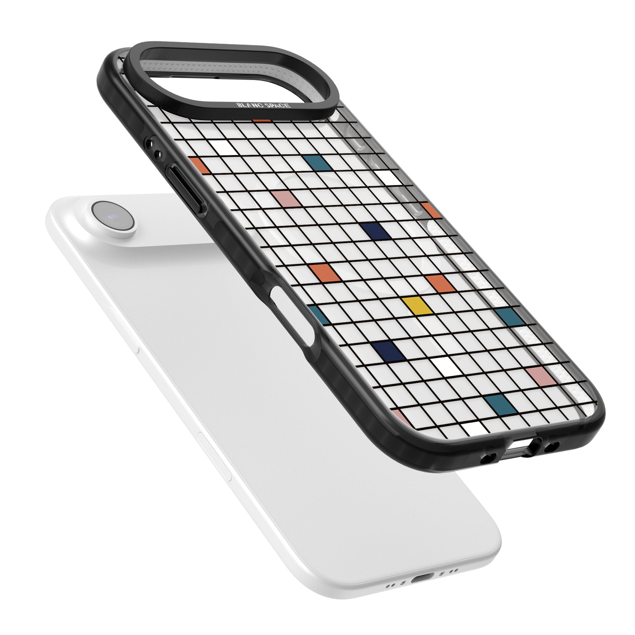 Earthtone Clear Geometric Grid iPhone 17 Air Impact Pro Black Phone Case Colours