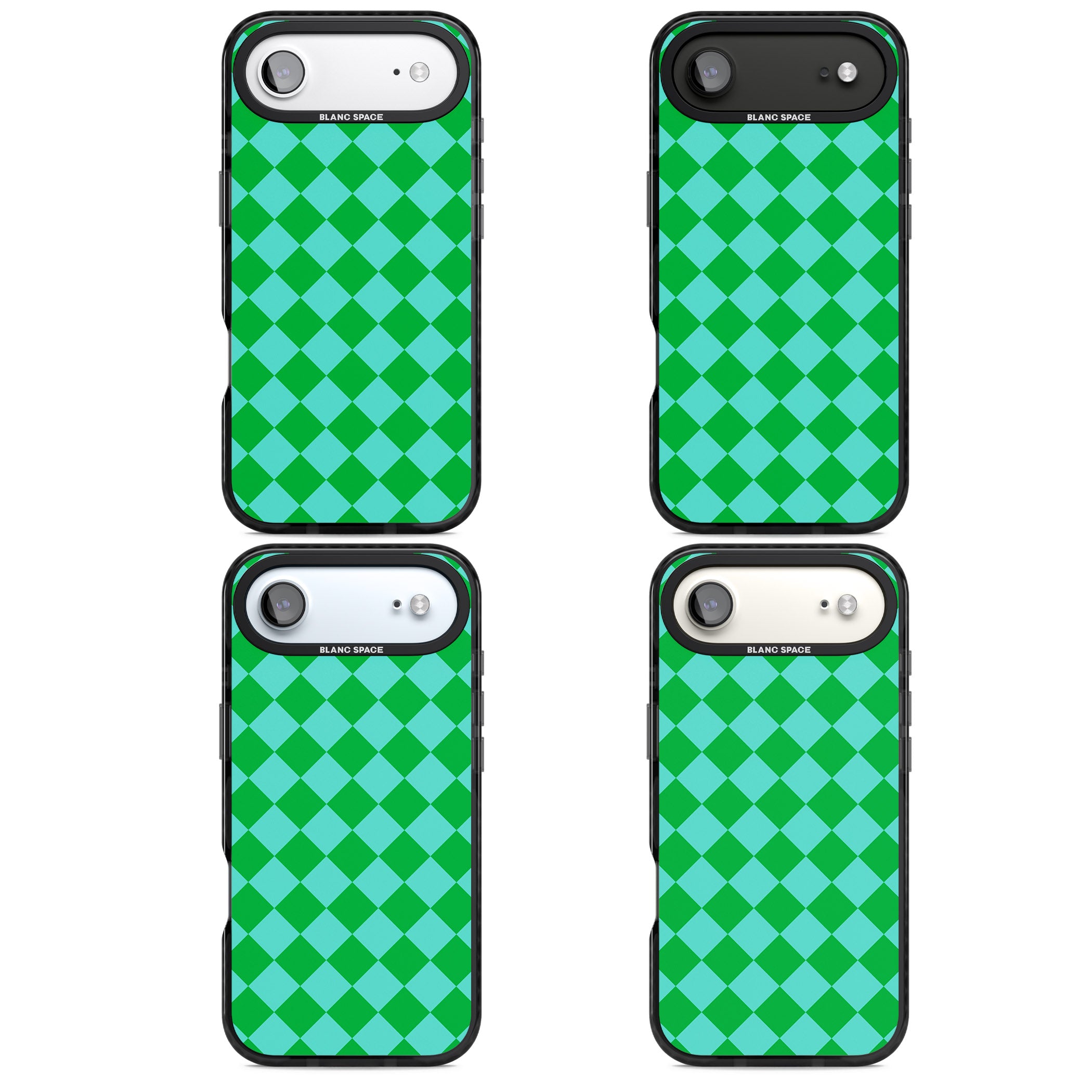 Retro Green Diamond Plaid iPhone 17 Air Impact Pro Black Phone Case APT Impact Protection
