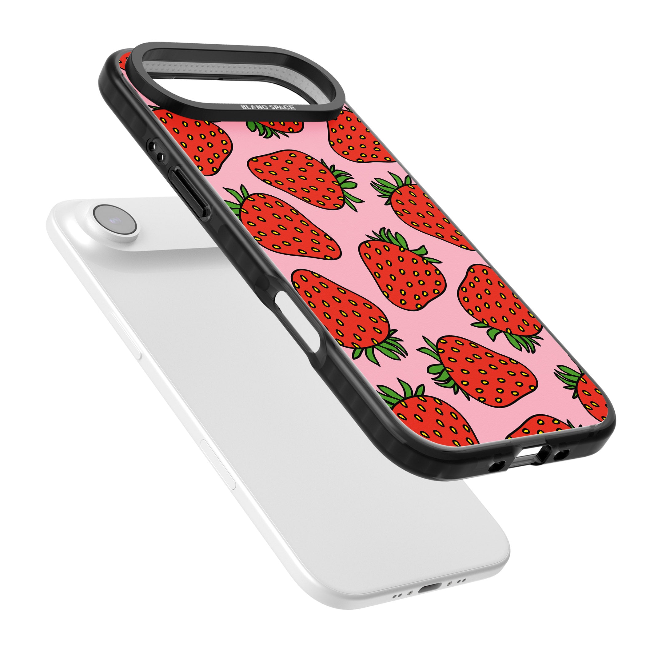 Strawberry Pattern (Pink) iPhone 17 Air Impact Pro Black Phone Case Colours