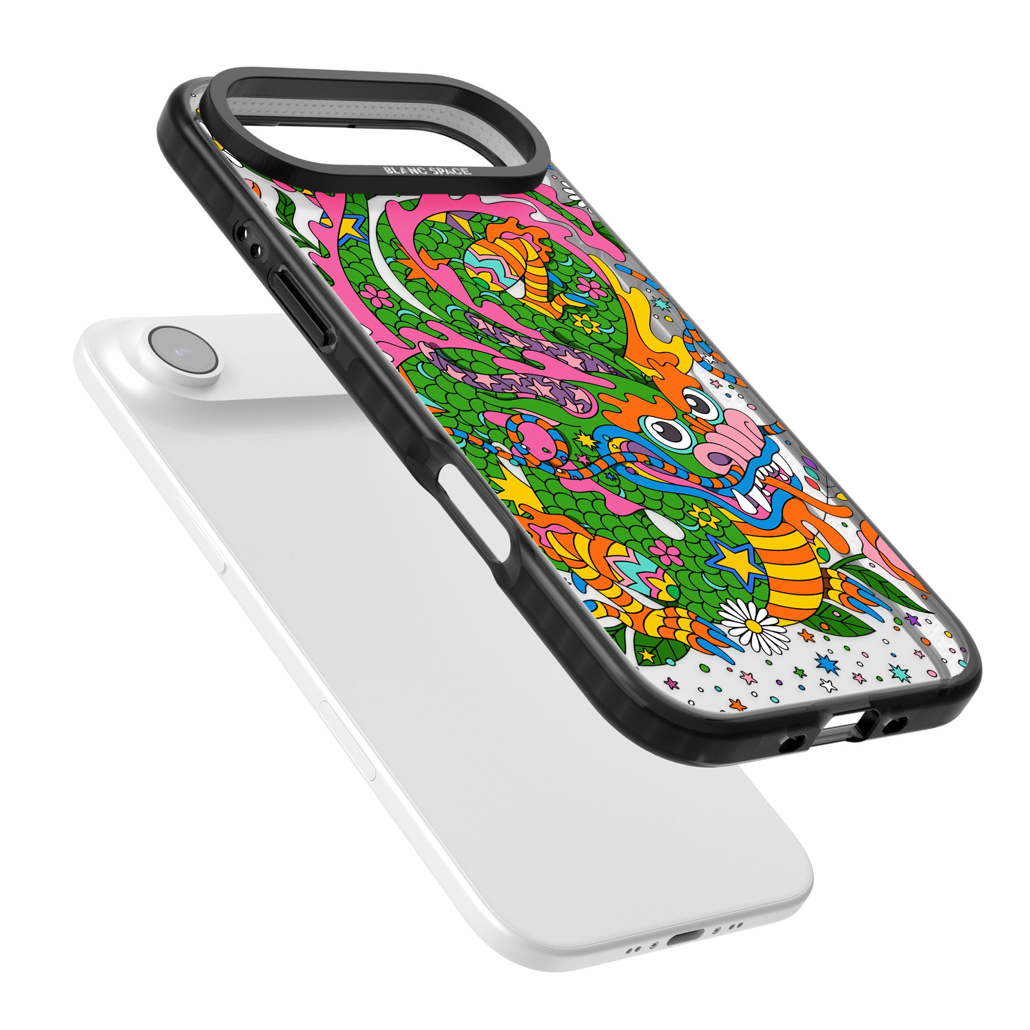 Psychedelic Jungle Dragon iPhone 17 Air Impact Pro Black Phone Case Colours