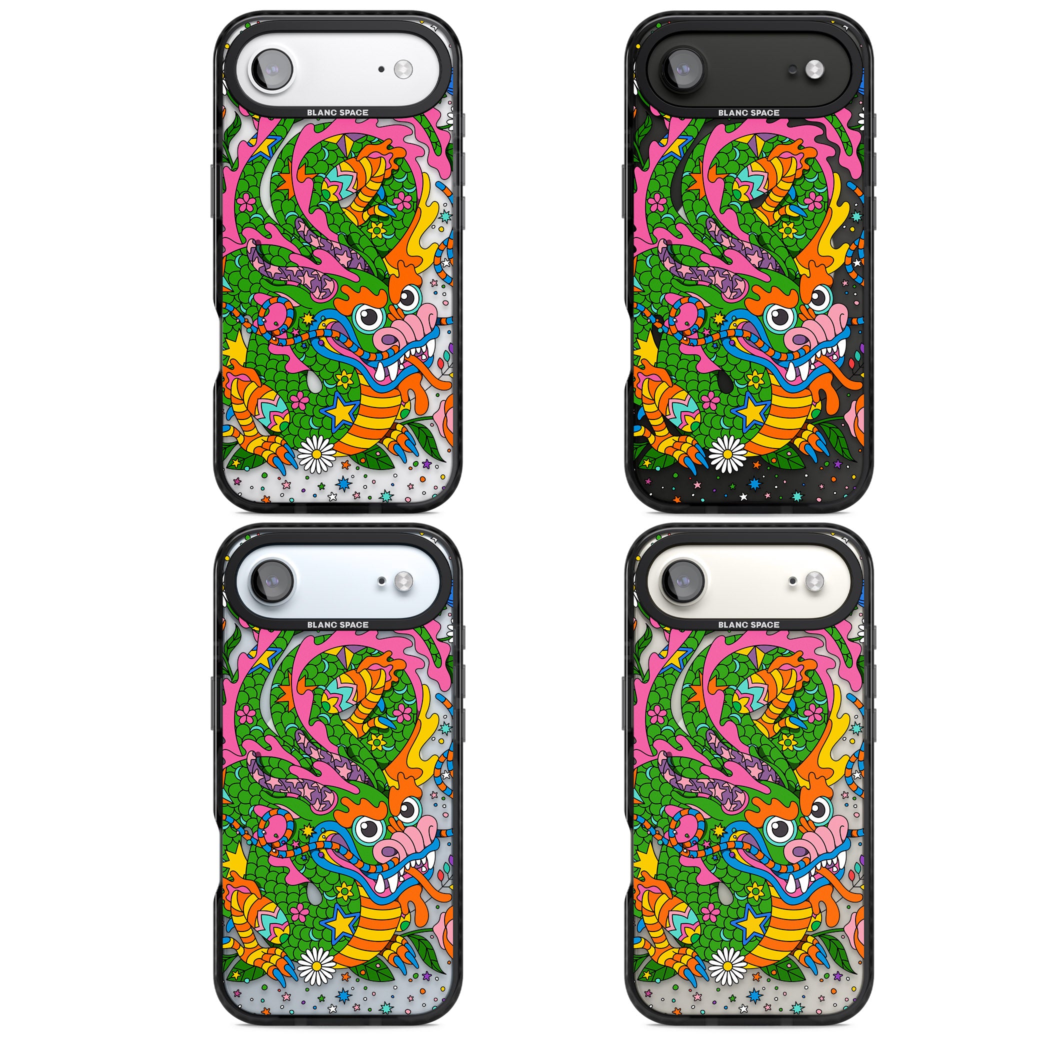 Psychedelic Jungle Dragon iPhone 17 Air Impact Pro Black Phone Case APT Impact Protection