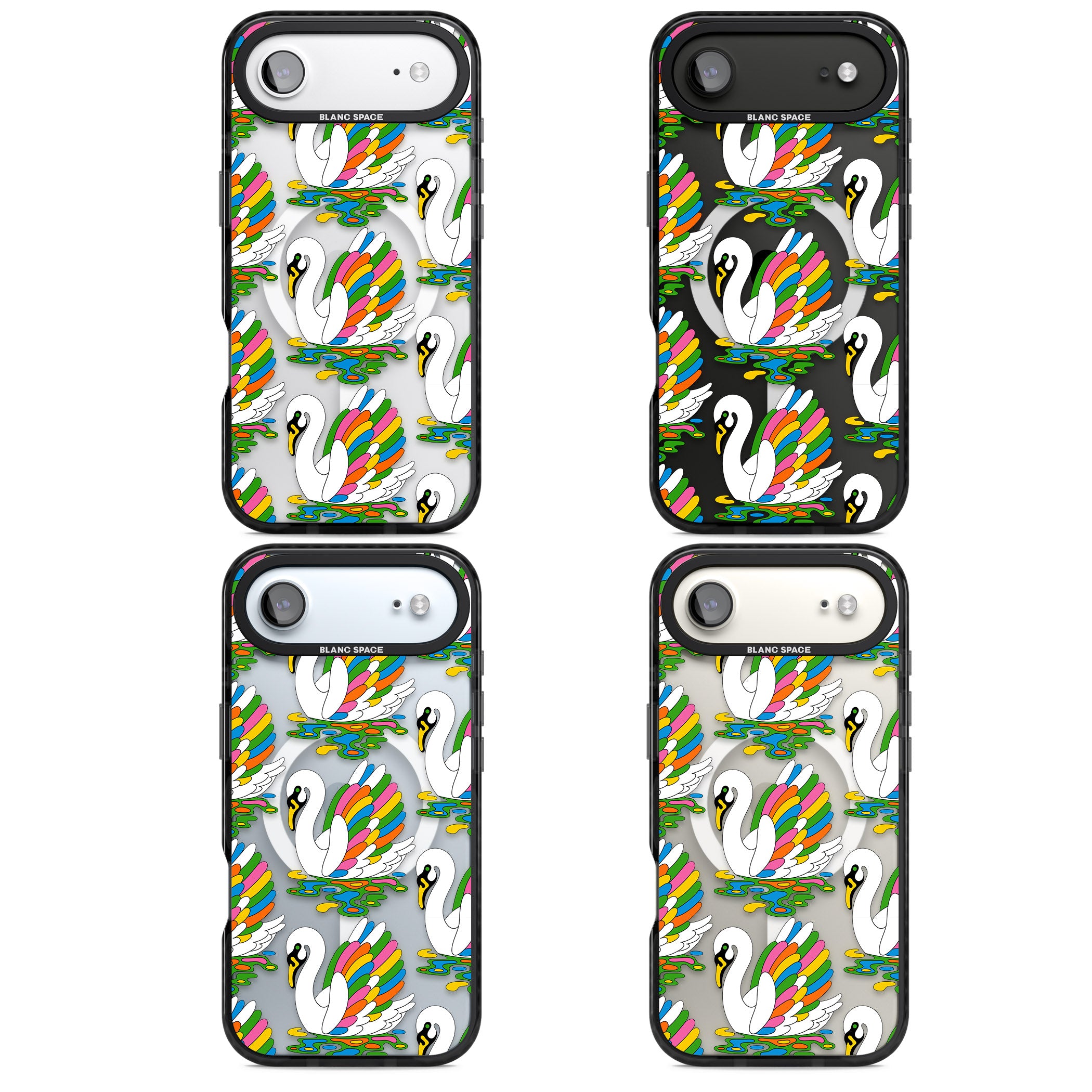 Colourful Swan Pattern iPhone 17 Air Impact Pro Black Phone Case APT Impact Protection