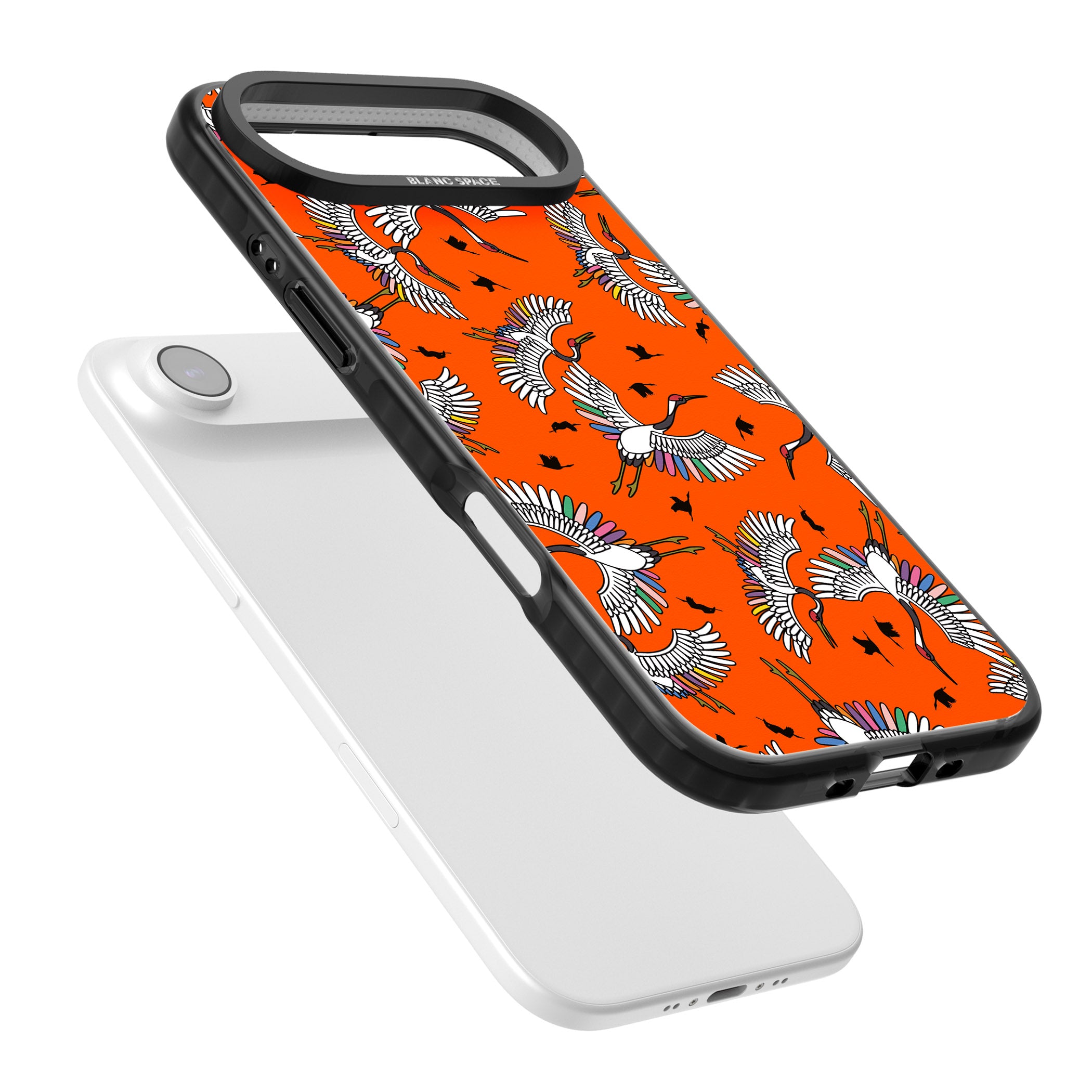 Colourful Crane Pattern (Orange) iPhone 17 Air Impact Pro Black Phone Case Colours