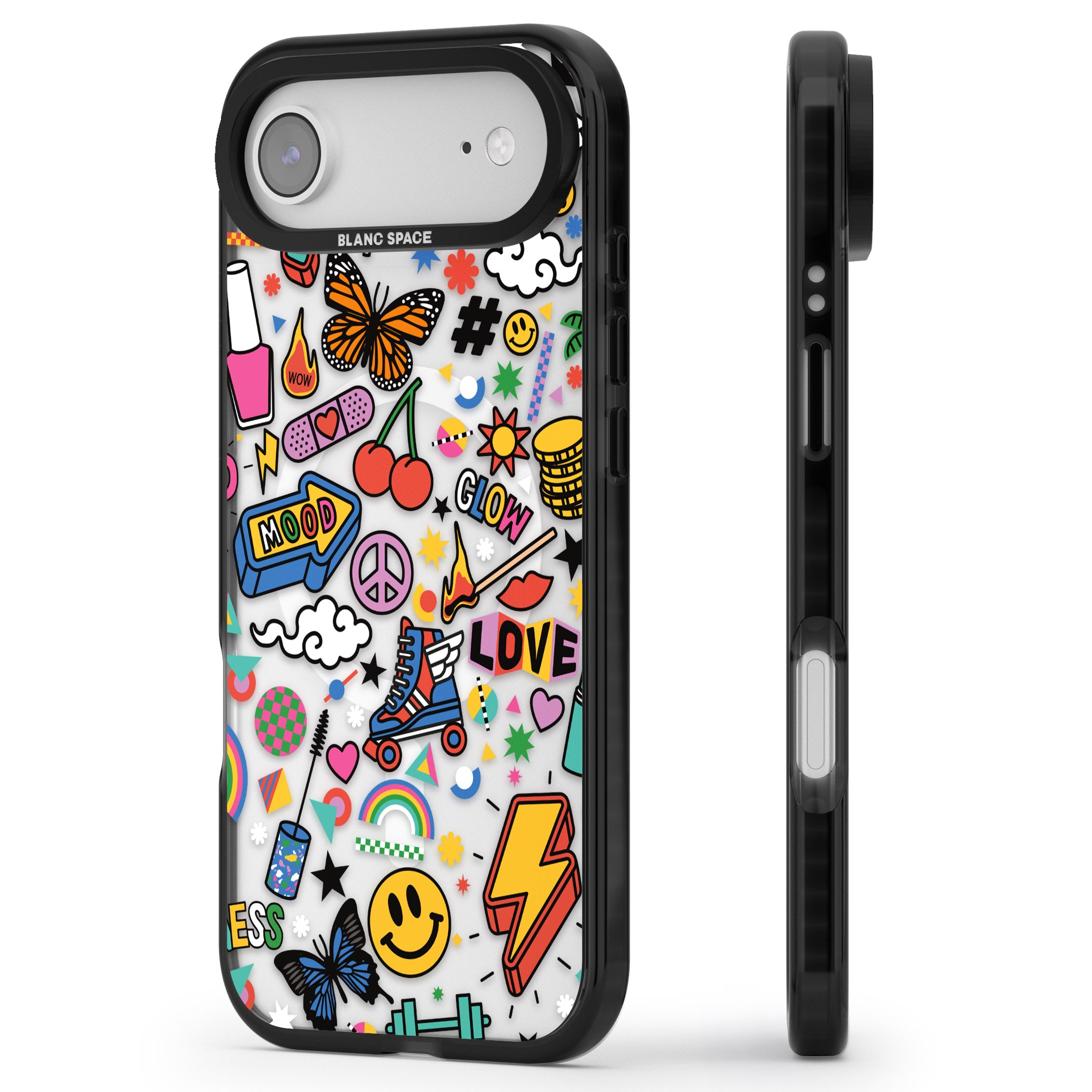 Electric Love iPhone 17 Air Impact Pro Black Phone Case Side Profile