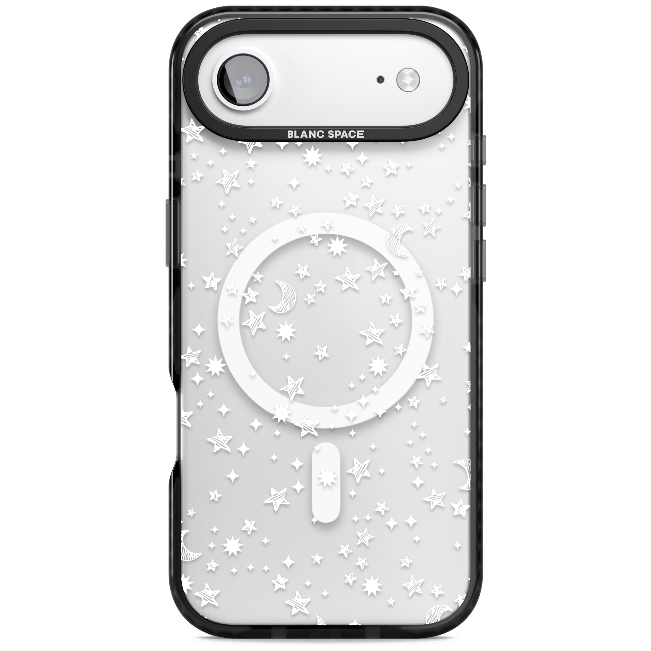 White Cosmic Galaxy Pattern iPhone 17 Air Impact Pro Black Phone Case