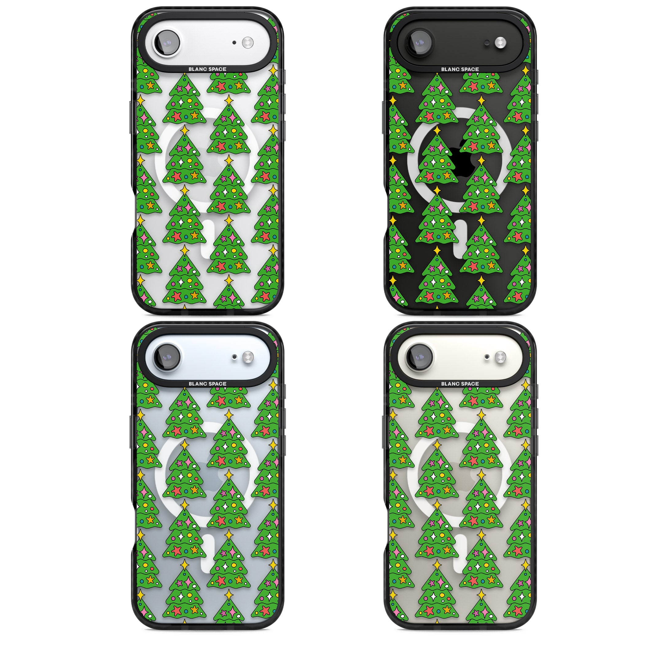 Christmas Tree Pattern (Clear) iPhone 17 Air Impact Pro Black Phone Case APT Impact Protection