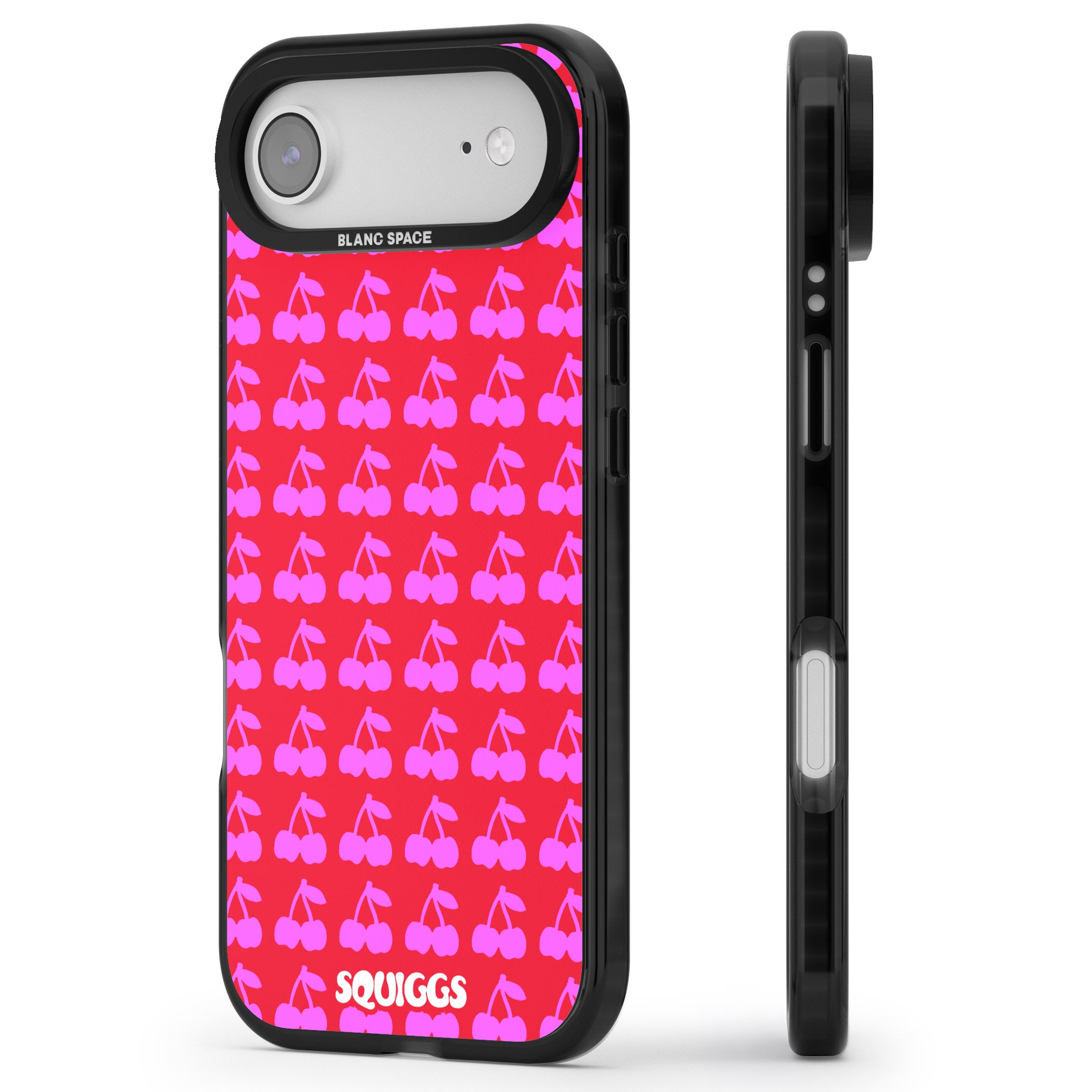Red Cherries iPhone 17 Air Impact Pro Black Phone Case Side Profile