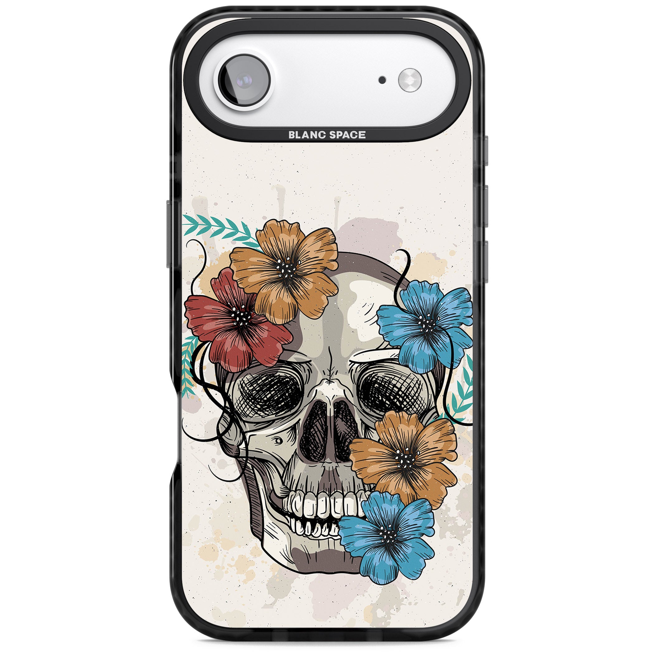 Sugar Skull Floral iPhone 17 Air Impact Pro Black Phone Case