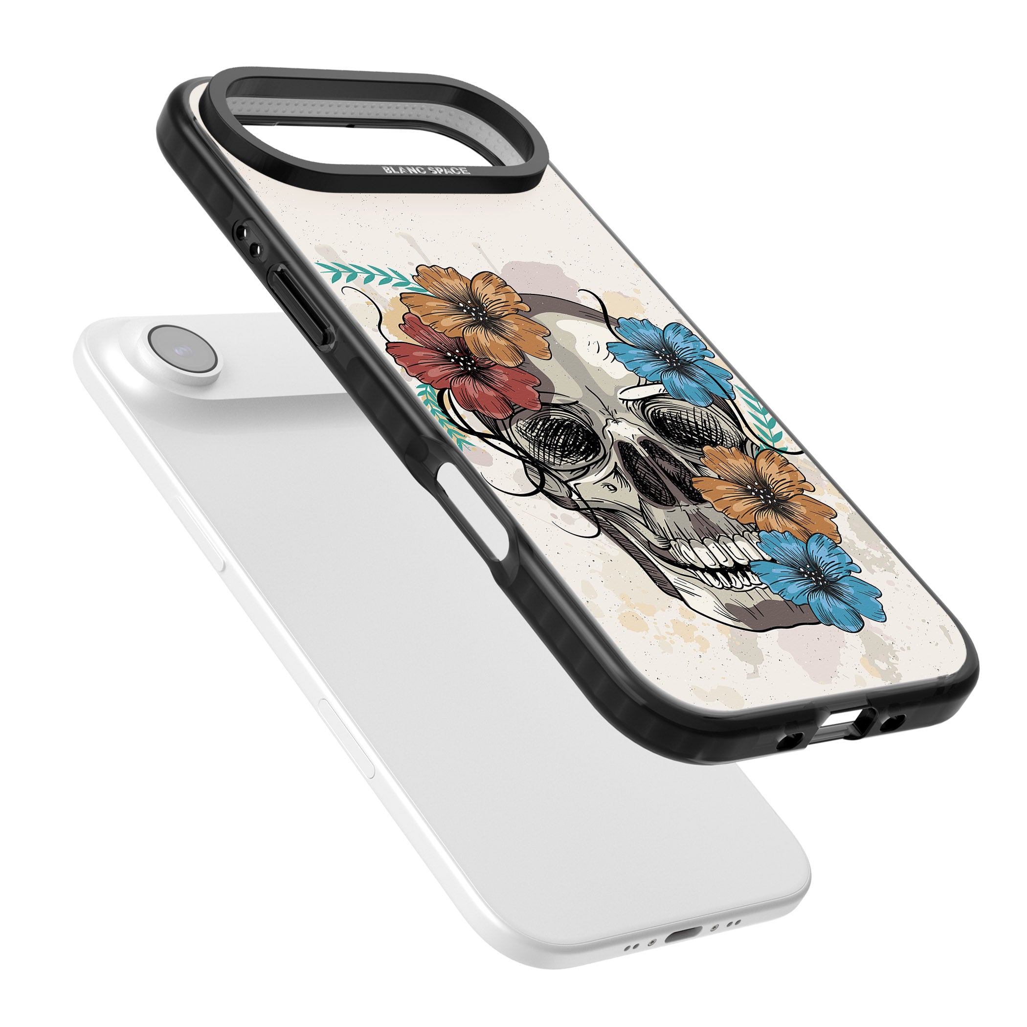 Sugar Skull Floral iPhone 17 Air Impact Pro Black Phone Case Colours