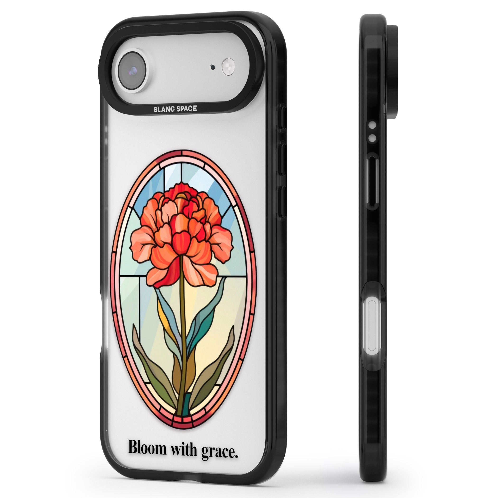Bloom With Grace iPhone 17 Air Impact Pro Black Phone Case Side Profile