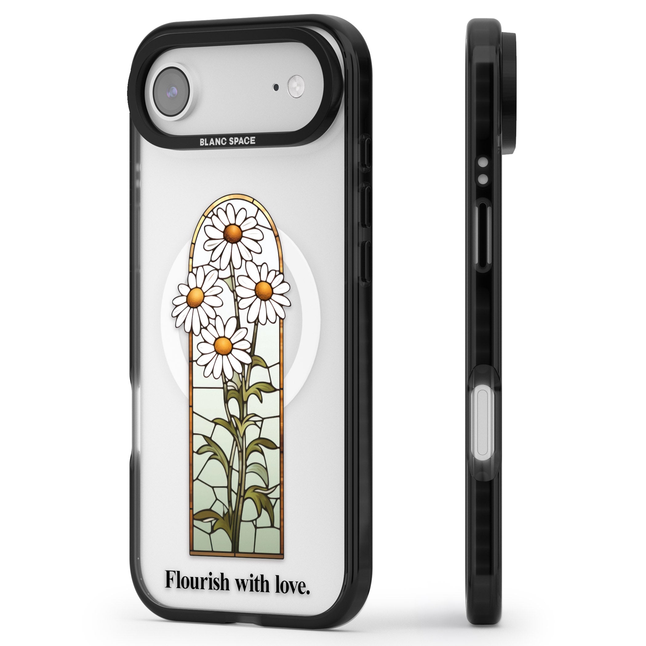 Flourish With Love iPhone 17 Air Impact Pro Black Phone Case Side Profile