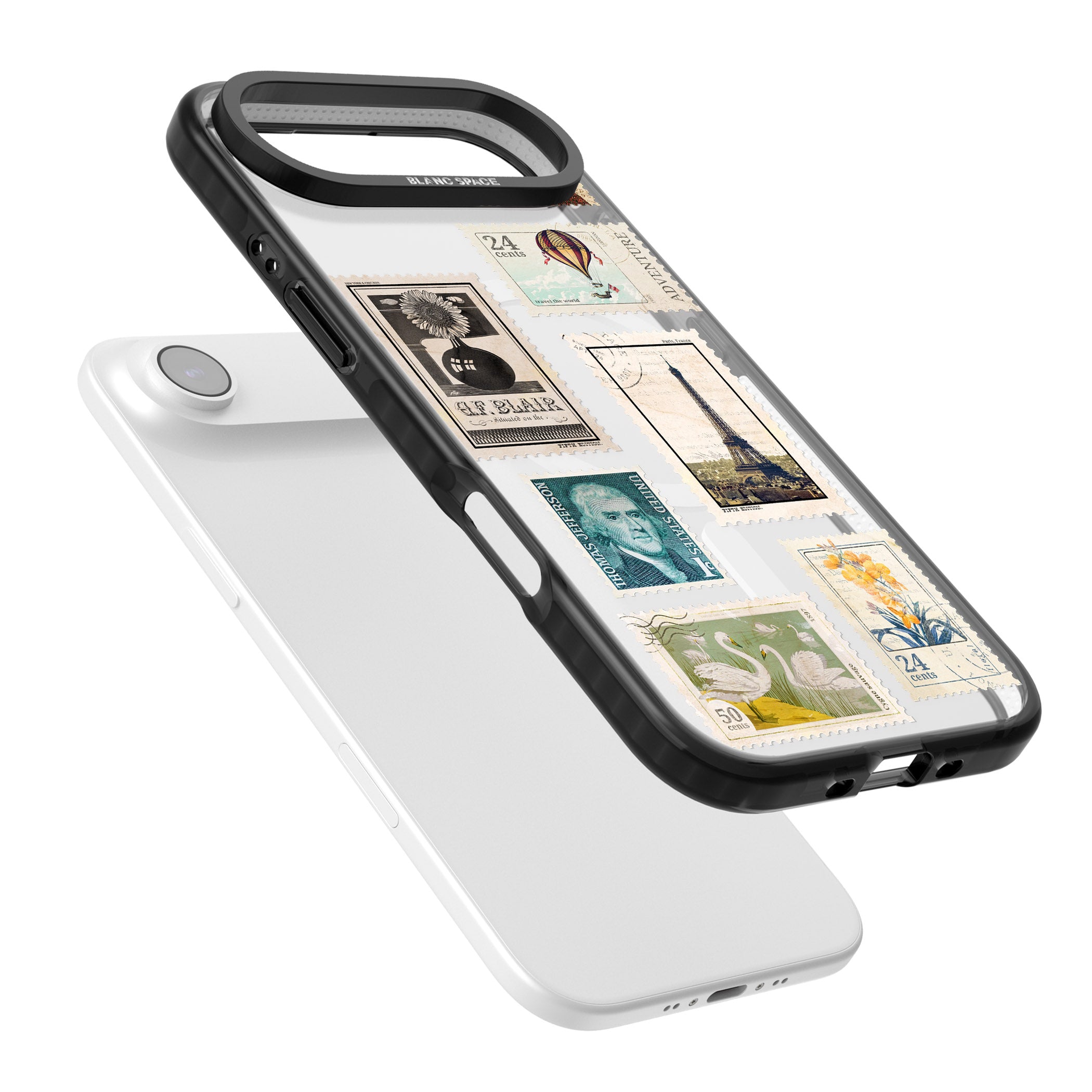Vintage Stamps iPhone 17 Air Impact Pro Black Phone Case Colours
