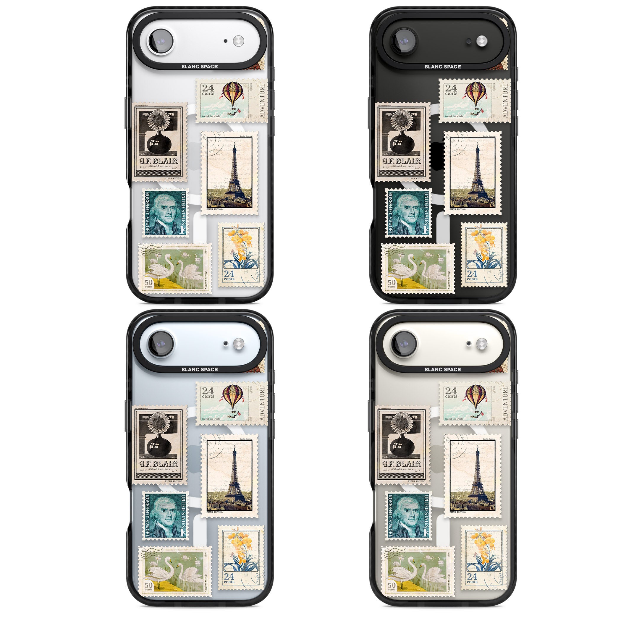 Vintage Stamps iPhone 17 Air Impact Pro Black Phone Case APT Impact Protection