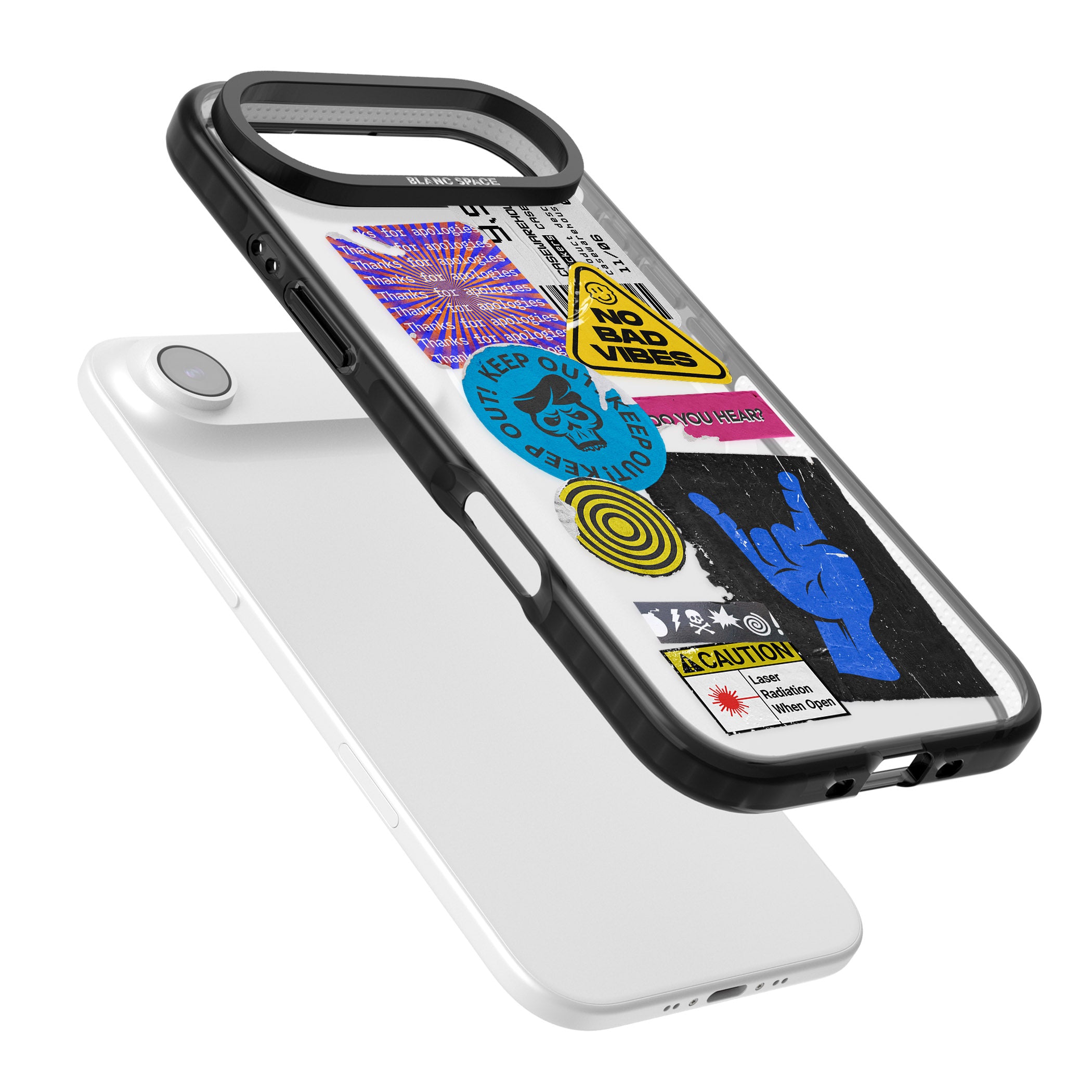 No Bad Vibes Sticker Mix iPhone 17 Air Impact Pro Black Phone Case Colours
