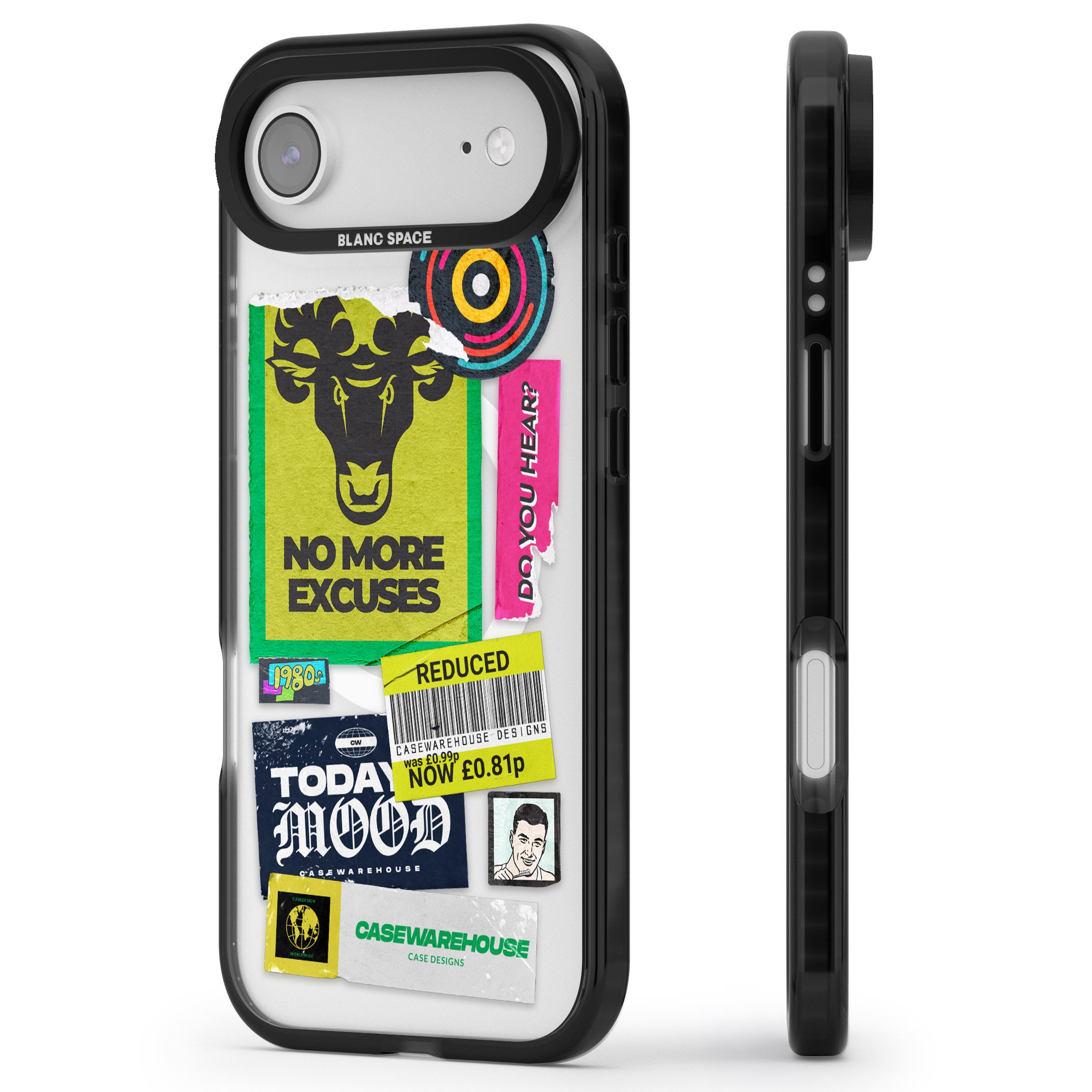 No More Excuses Sticker Mix iPhone 17 Air Impact Pro Black Phone Case Side Profile