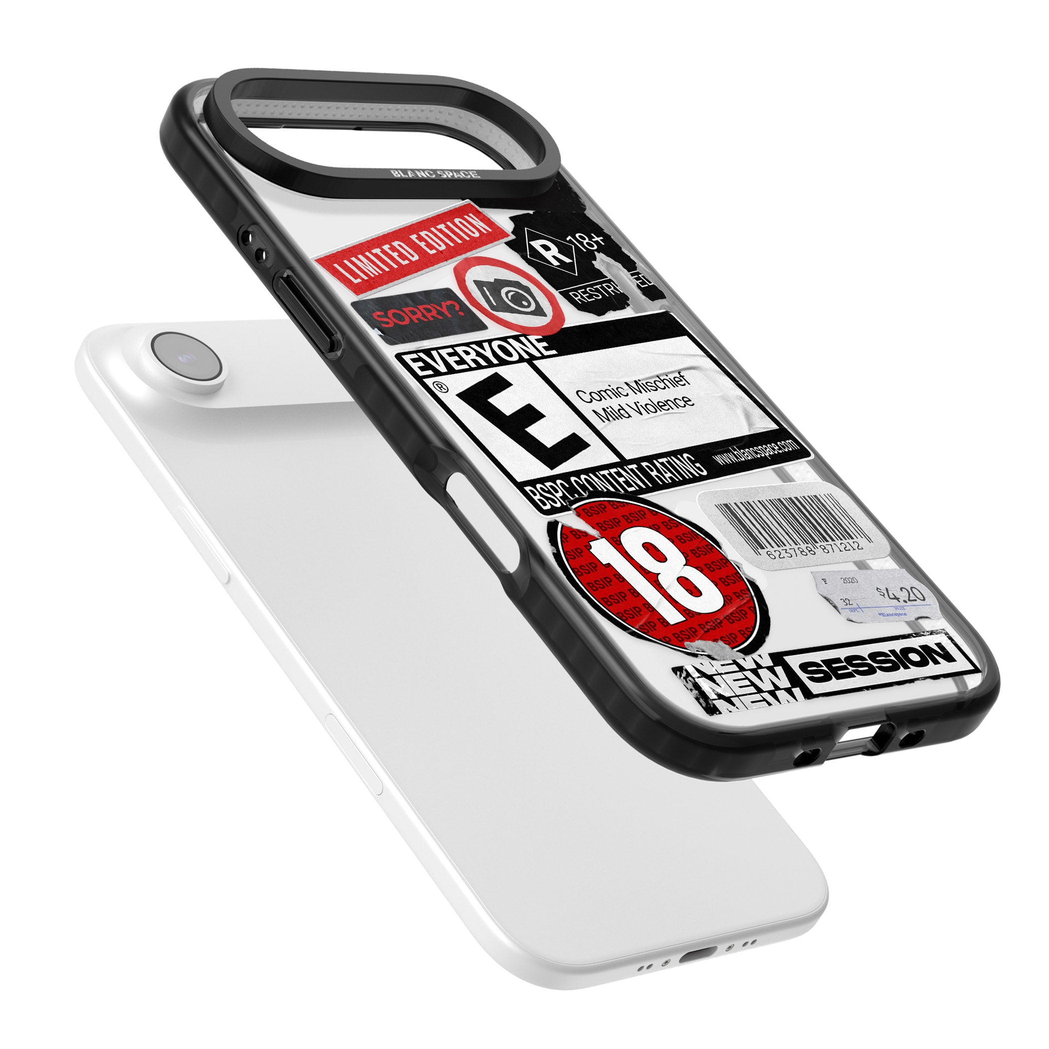 Rated 18+ Sticker Mix iPhone 17 Air Impact Pro Black Phone Case Colours