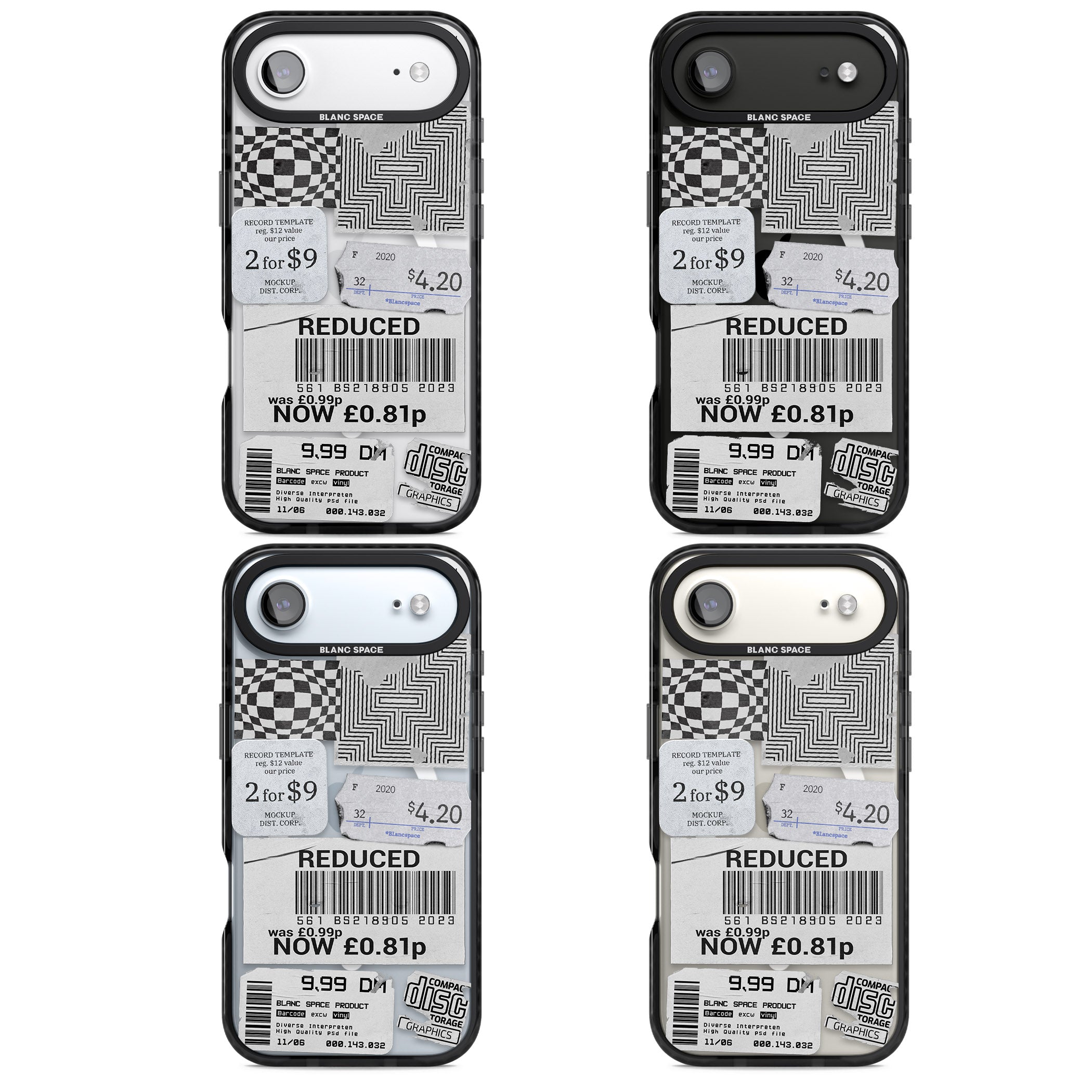 White Sticker Mix iPhone 17 Air Impact Pro Black Phone Case APT Impact Protection