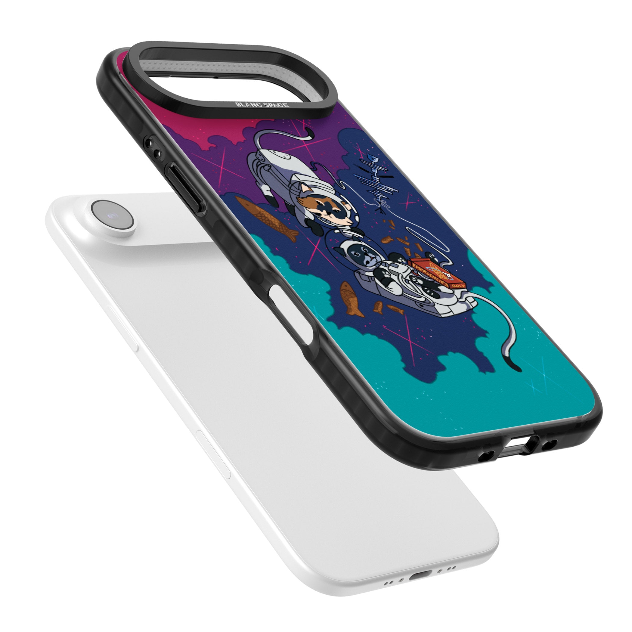 Cats In Space iPhone 17 Air Impact Pro Black Phone Case Colours