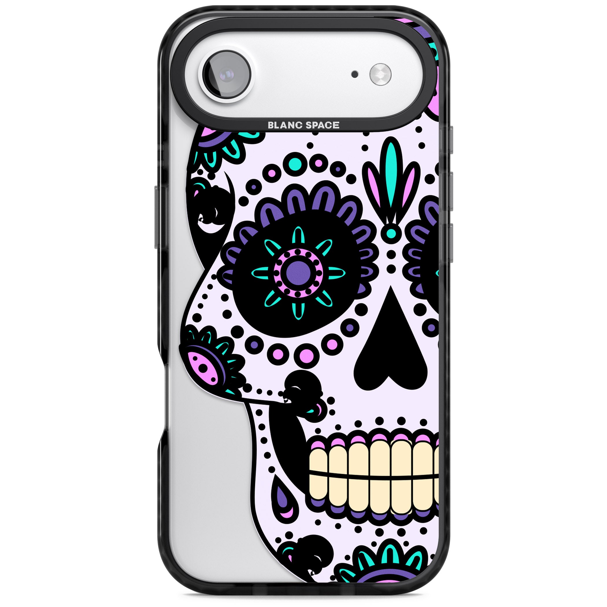 Violet Sugar Skull iPhone 17 Air Impact Pro Black Phone Case