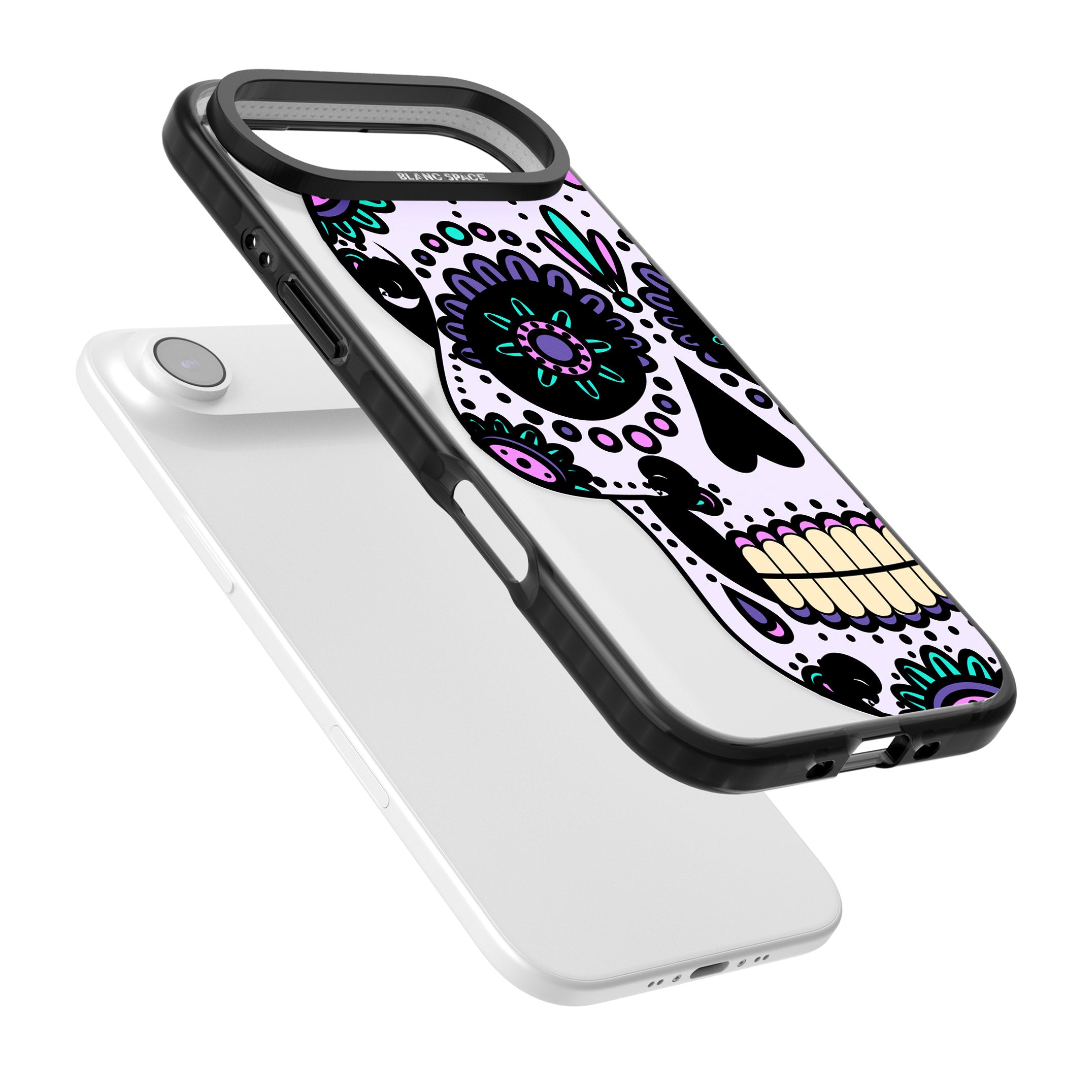 Violet Sugar Skull iPhone 17 Air Impact Pro Black Phone Case Colours