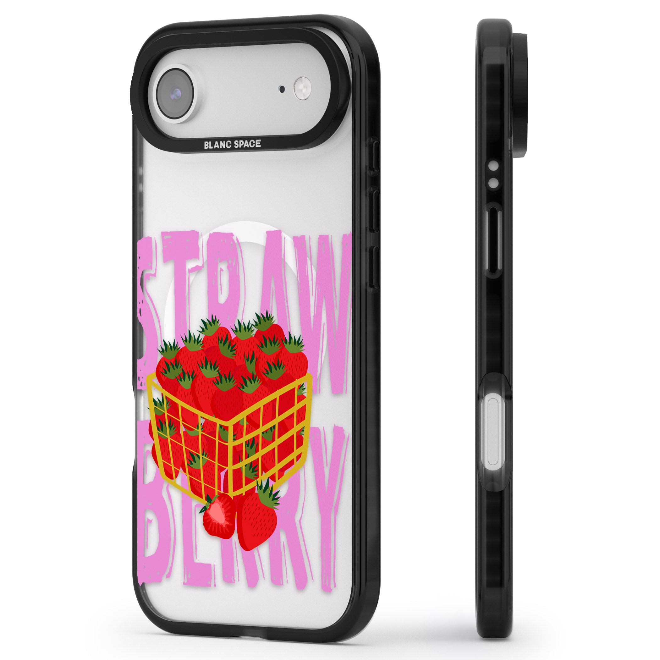 Strawberry Basket iPhone 17 Air Impact Pro Black Phone Case Side Profile