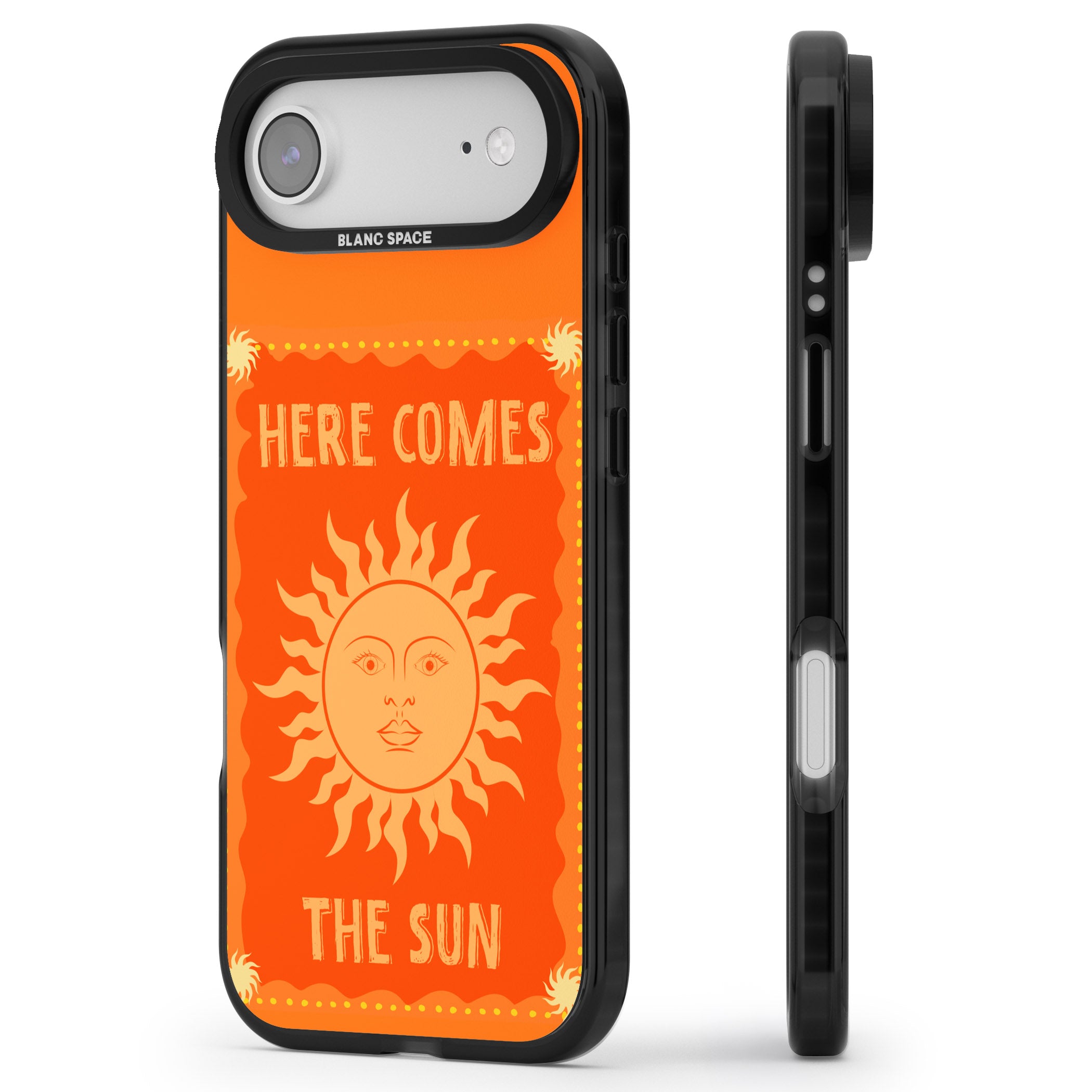 Retro Here Comes The Sun iPhone 17 Air Impact Pro Black Phone Case Side Profile