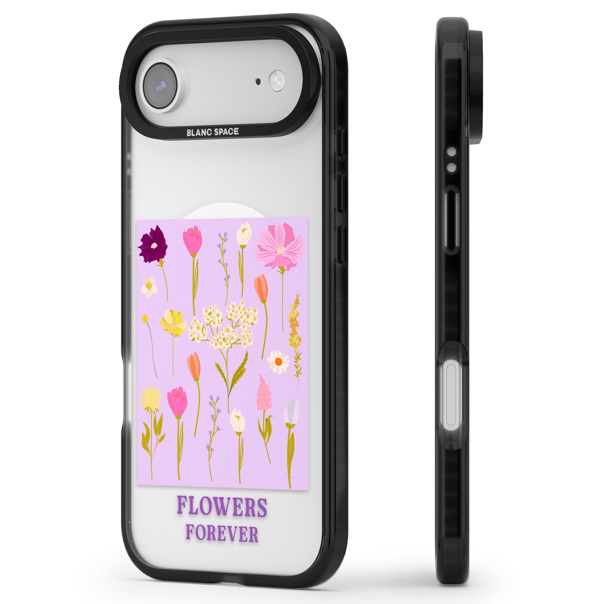 Flowers Forever iPhone 17 Air Impact Pro Black Phone Case Side Profile