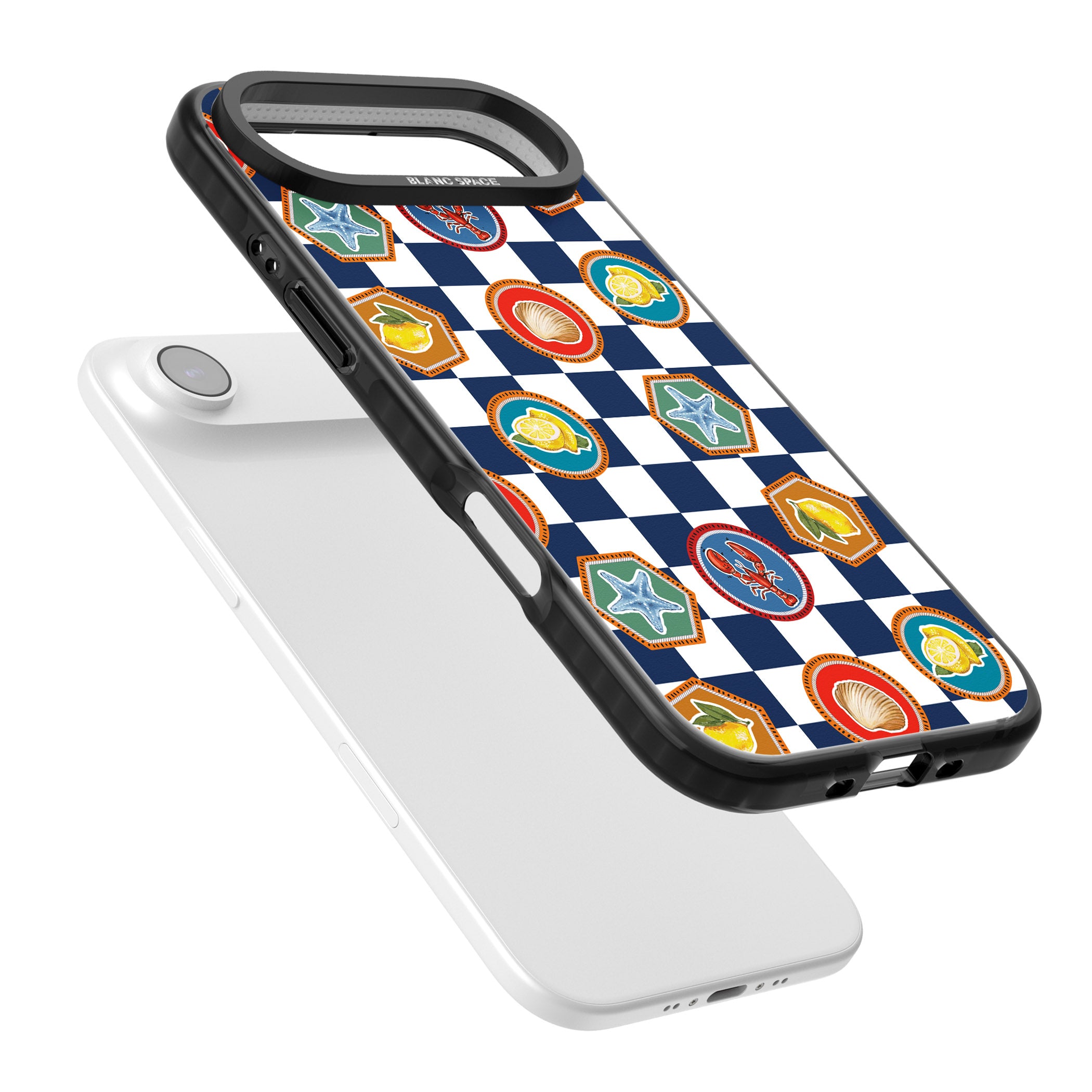 Coastal Check Pattern iPhone 17 Air Impact Pro Black Phone Case Colours