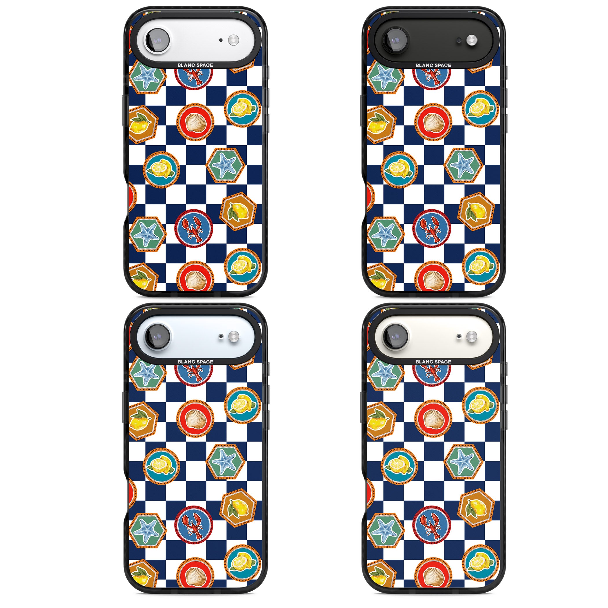 Coastal Check Pattern iPhone 17 Air Impact Pro Black Phone Case APT Impact Protection