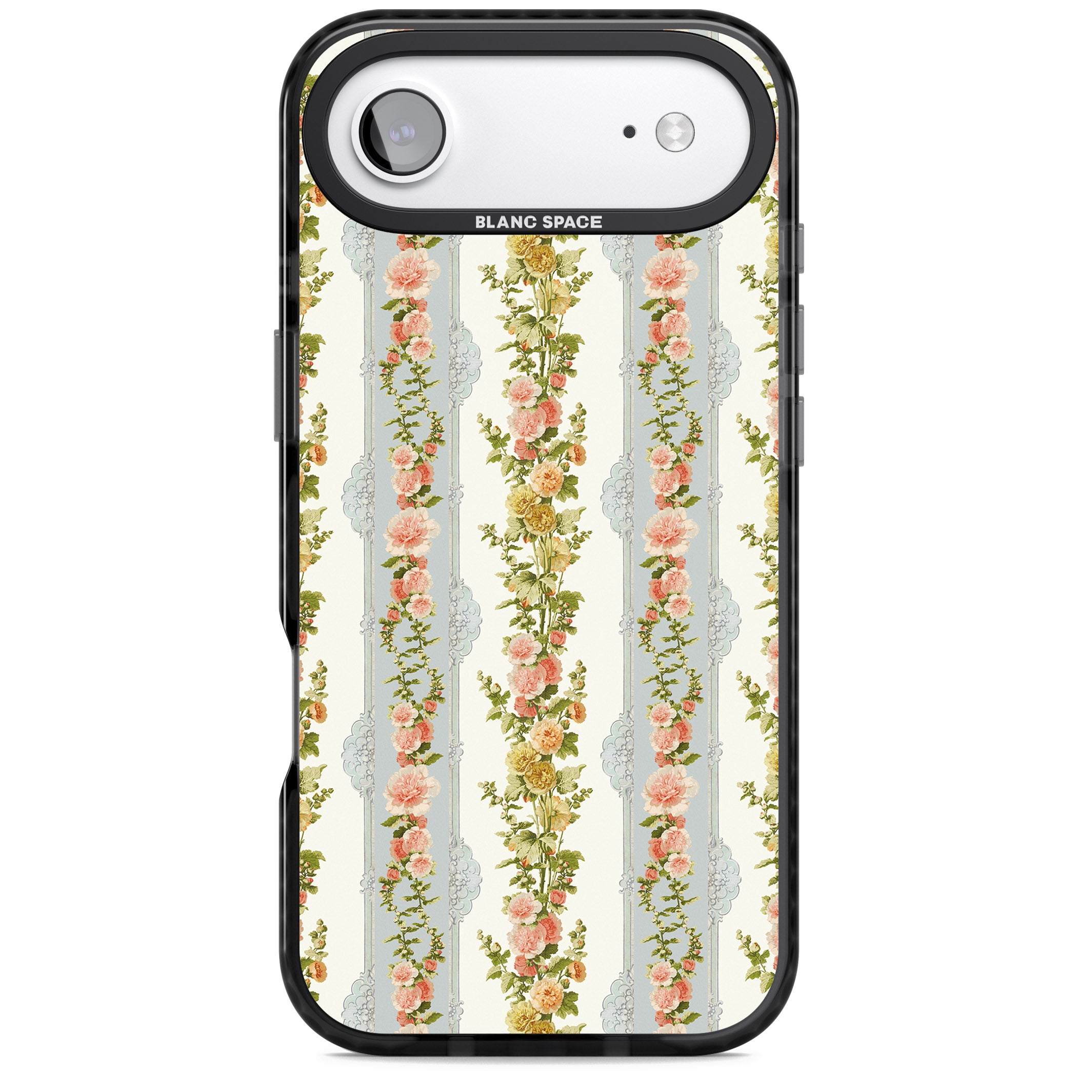 Vintage Floral Stripes iPhone 17 Air Impact Pro Black Phone Case