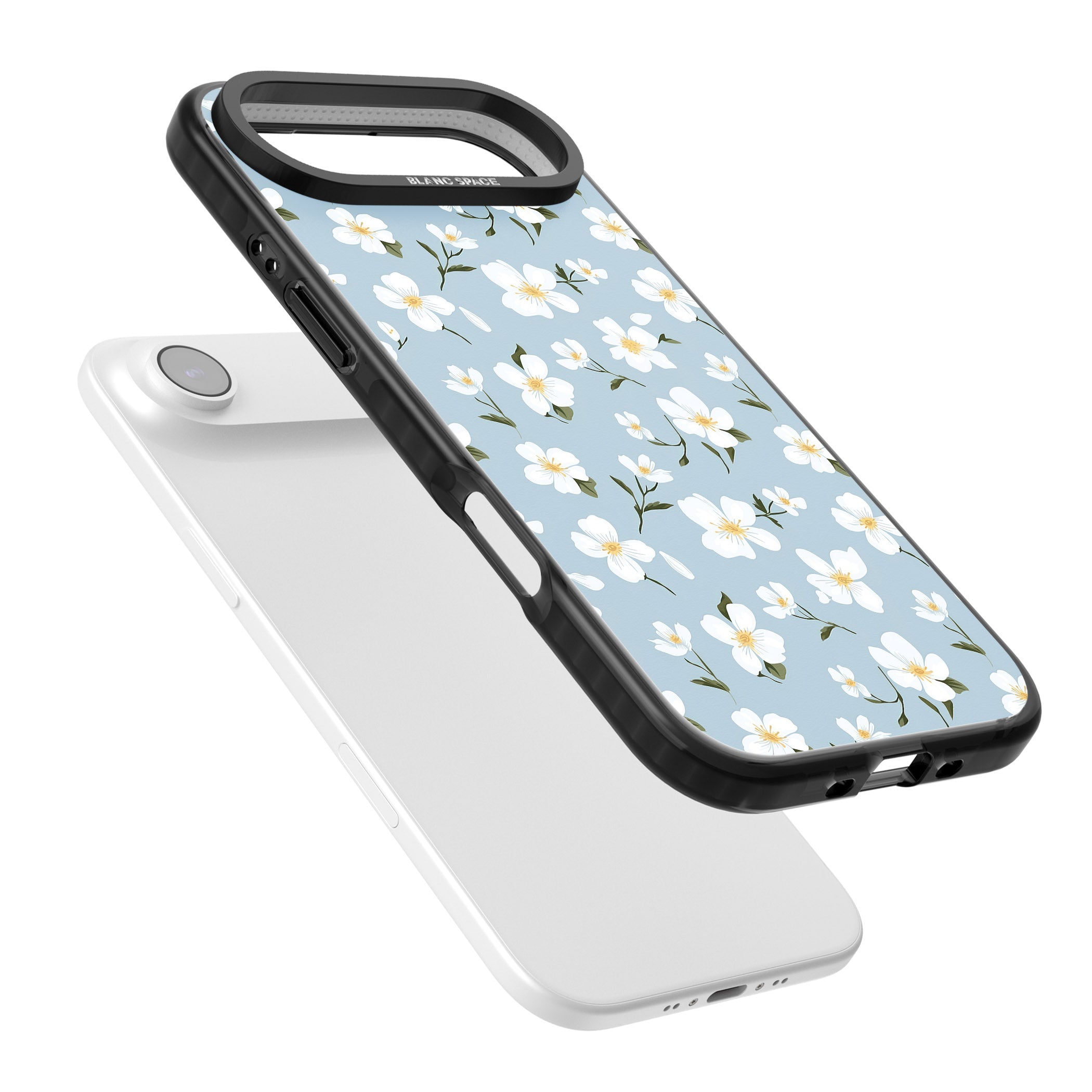 Soft White Blossoms iPhone 17 Air Impact Pro Black Phone Case Colours