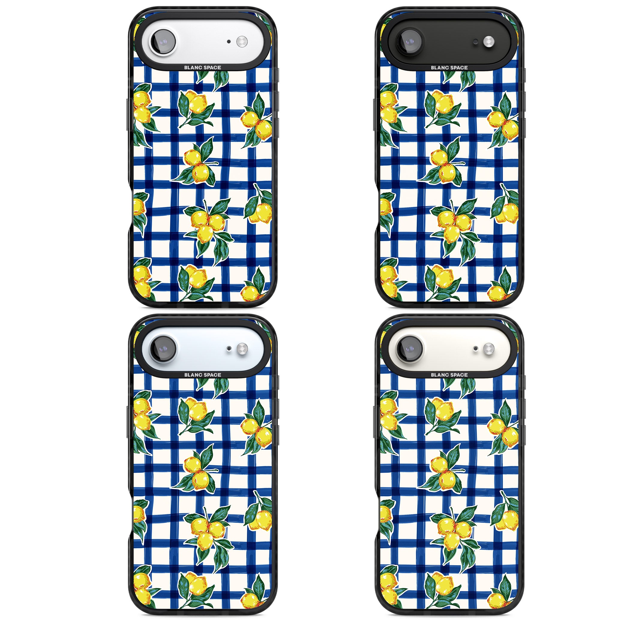 Lemon Gingham iPhone 17 Air Impact Pro Black Phone Case APT Impact Protection