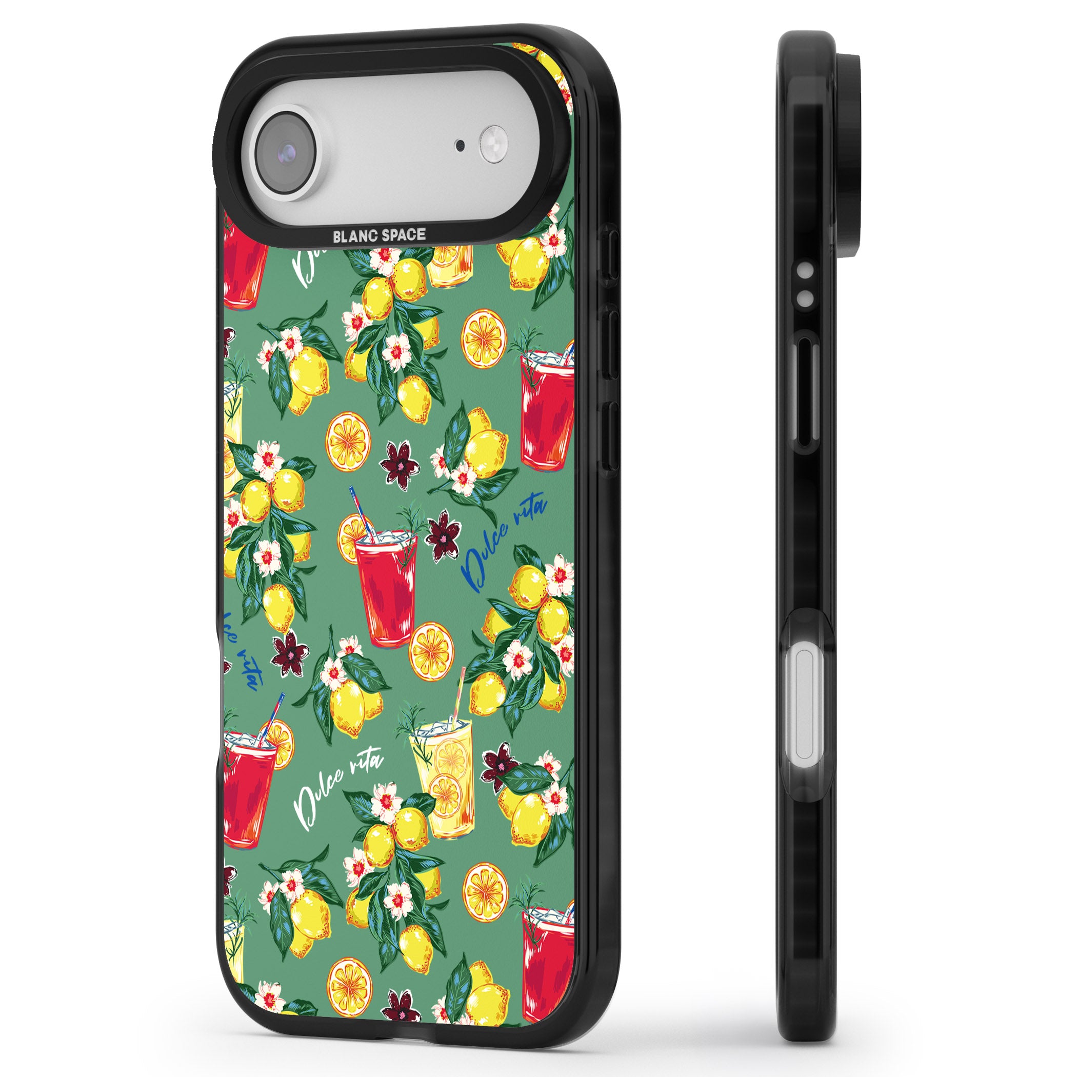 Lemon Cocktails iPhone 17 Air Impact Pro Black Phone Case Side Profile