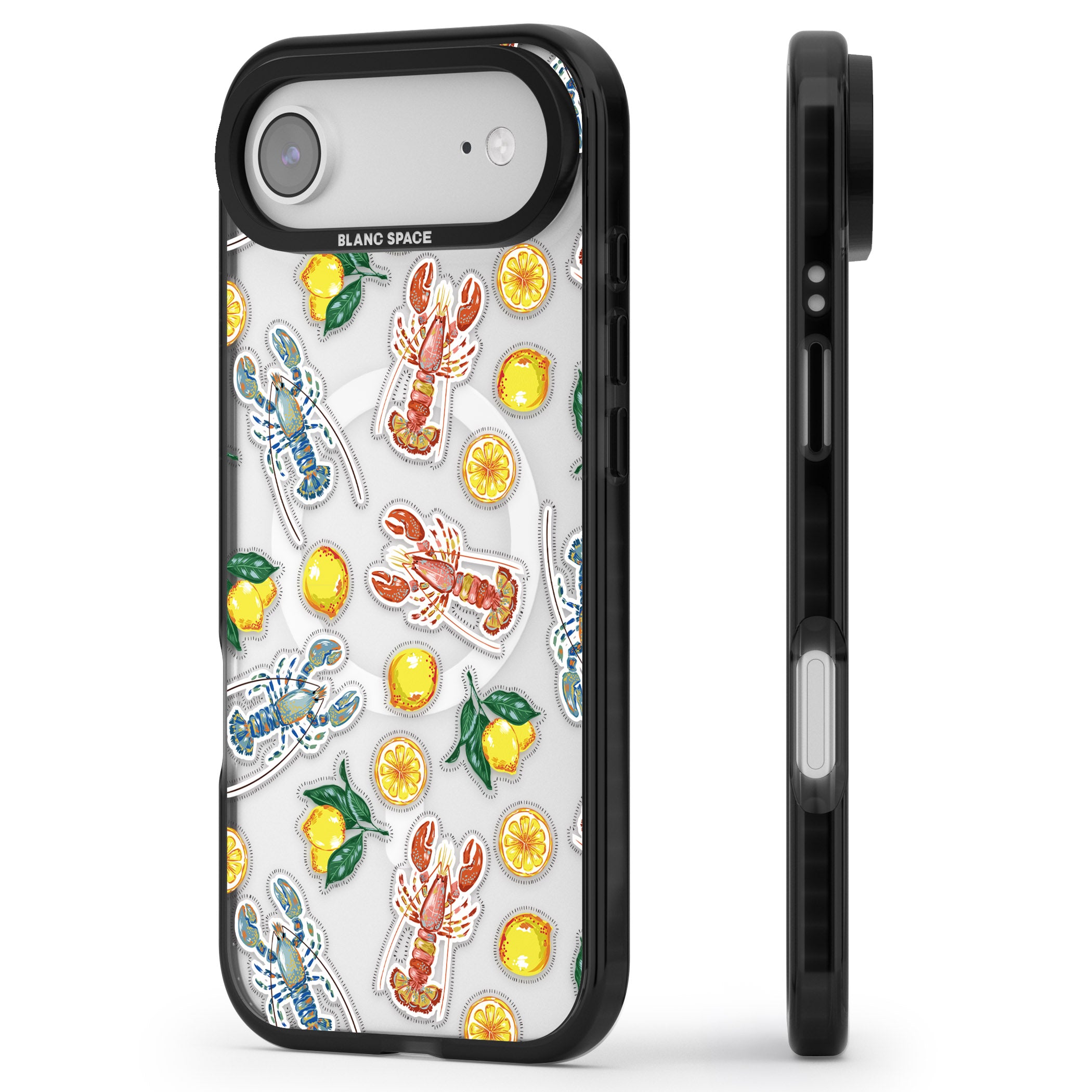 Lemons & Lobsters iPhone 17 Air Impact Pro Black Phone Case Side Profile