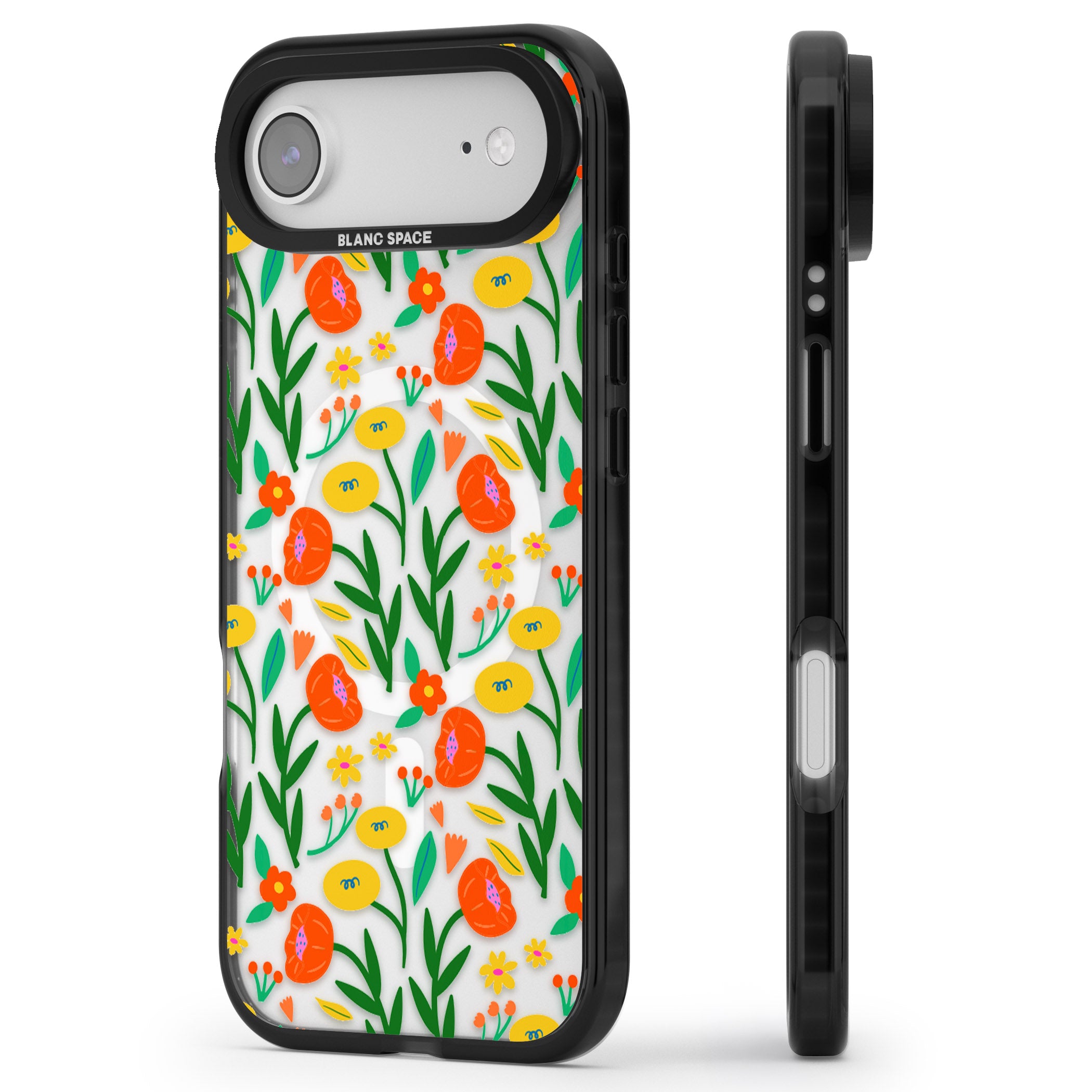 Summer Flower Fiesta iPhone 17 Air Impact Pro Black Phone Case Side Profile