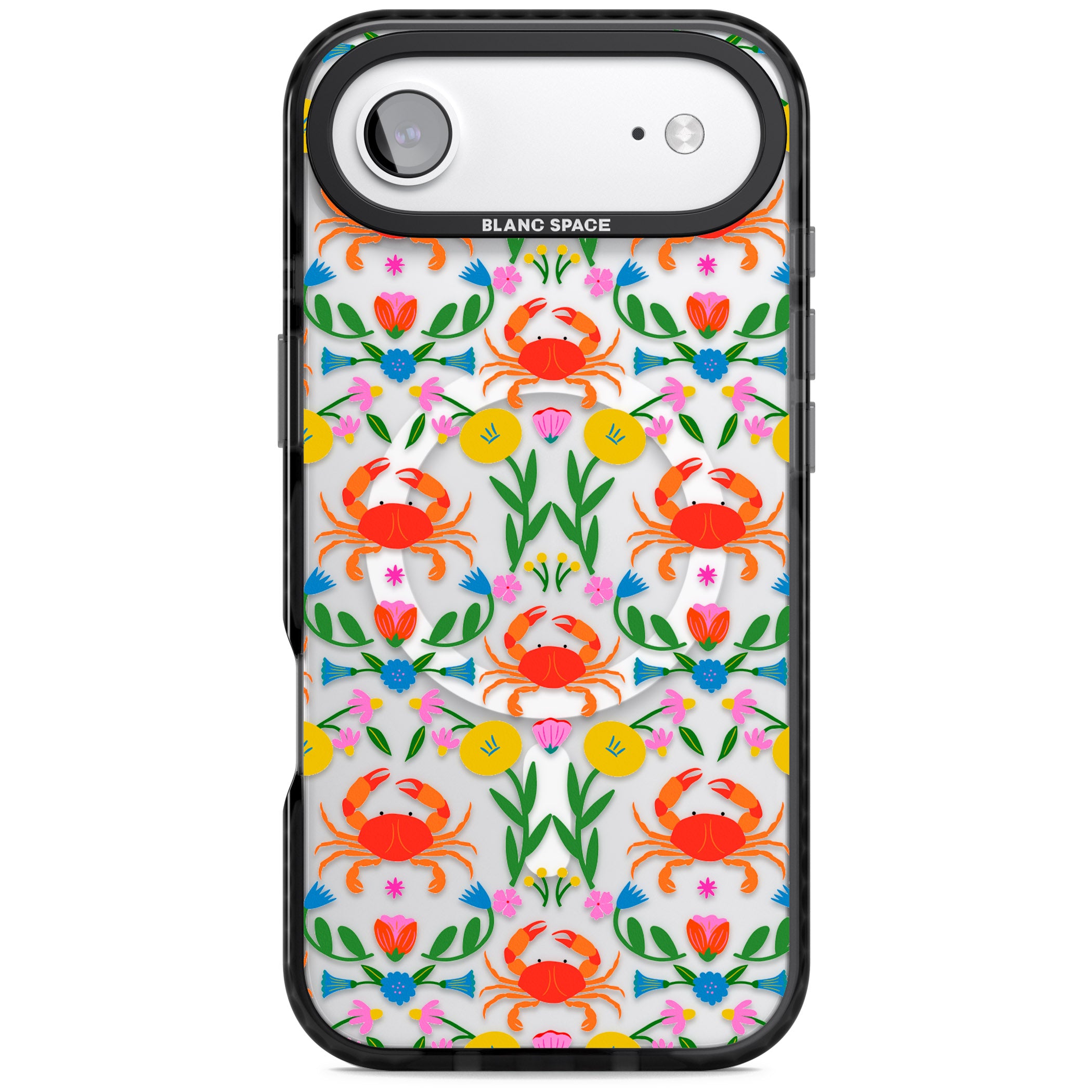 Crabs Flowers iPhone 17 Air Impact Pro Black Phone Case