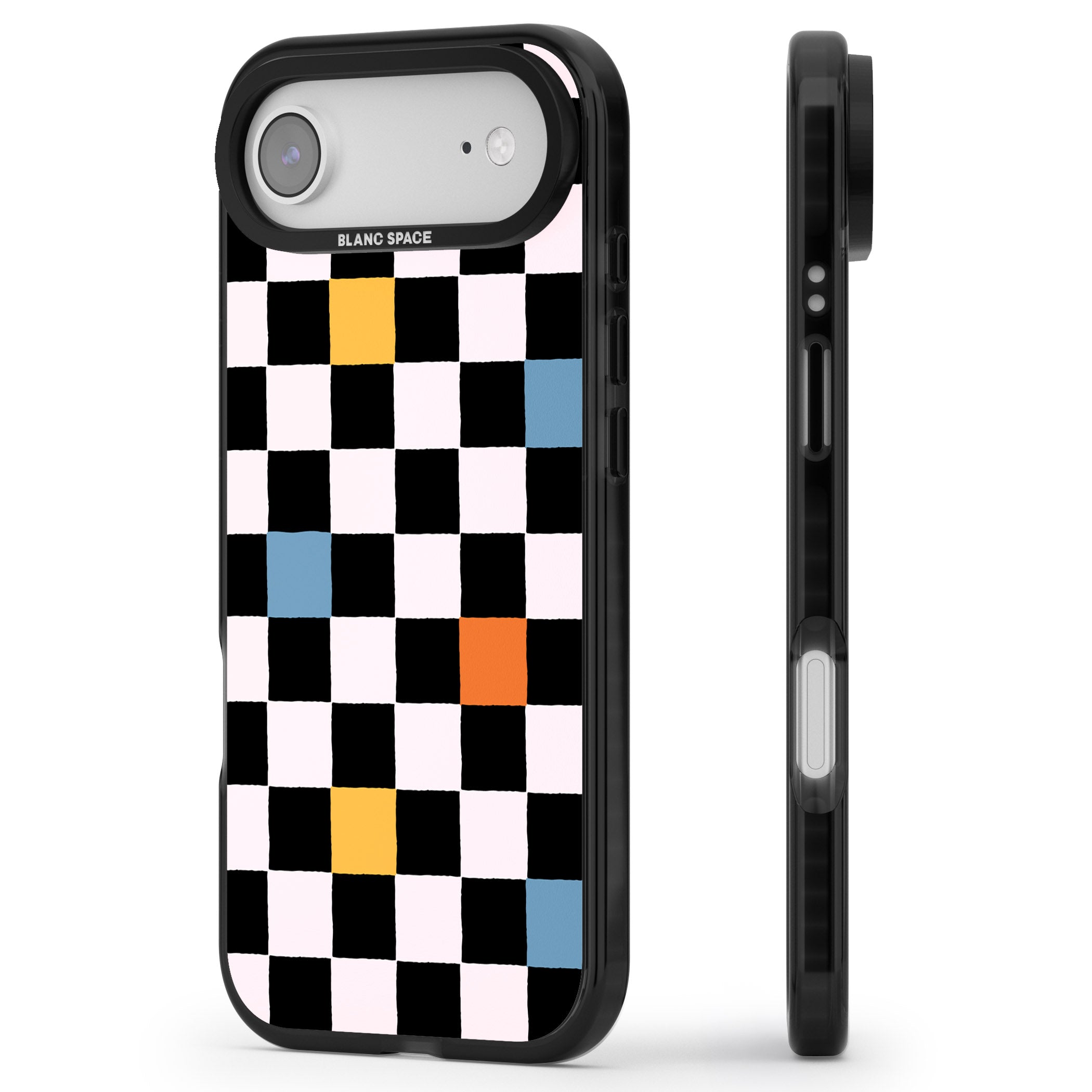 Vibrant Retro Checkered iPhone 17 Air Impact Pro Black Phone Case Side Profile