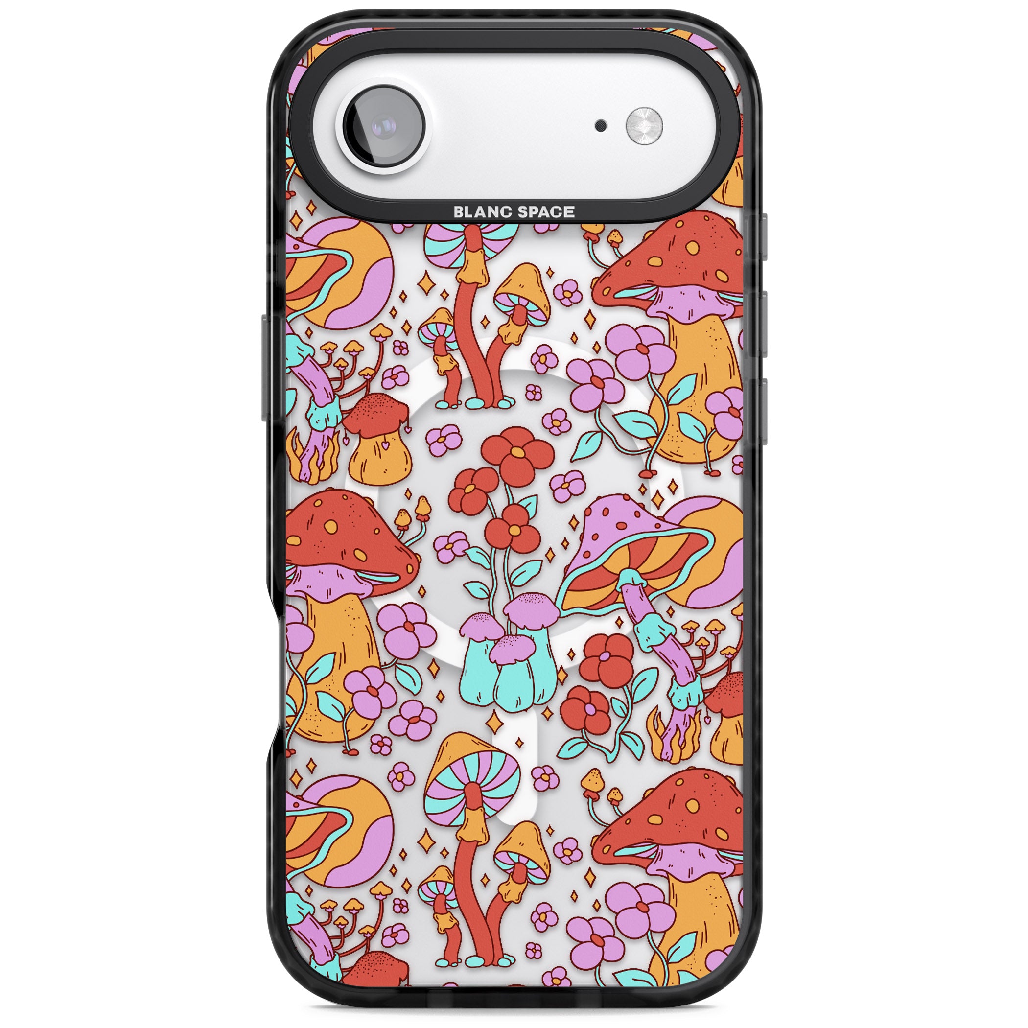 Psychedelic Flowers & Mushrooms iPhone 17 Air Impact Pro Black Phone Case