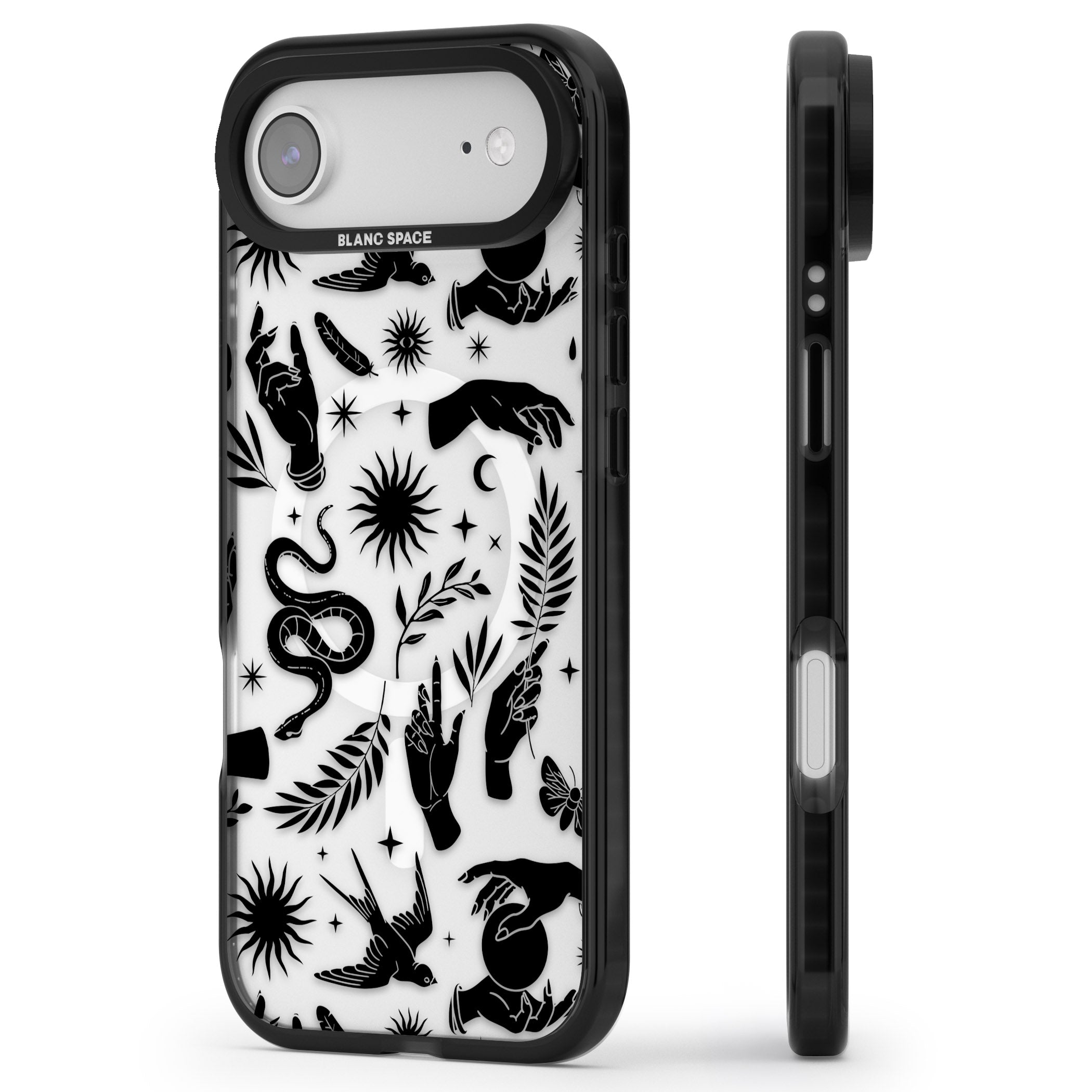 Celestial Pattern (Black) iPhone 17 Air Impact Pro Black Phone Case Side Profile