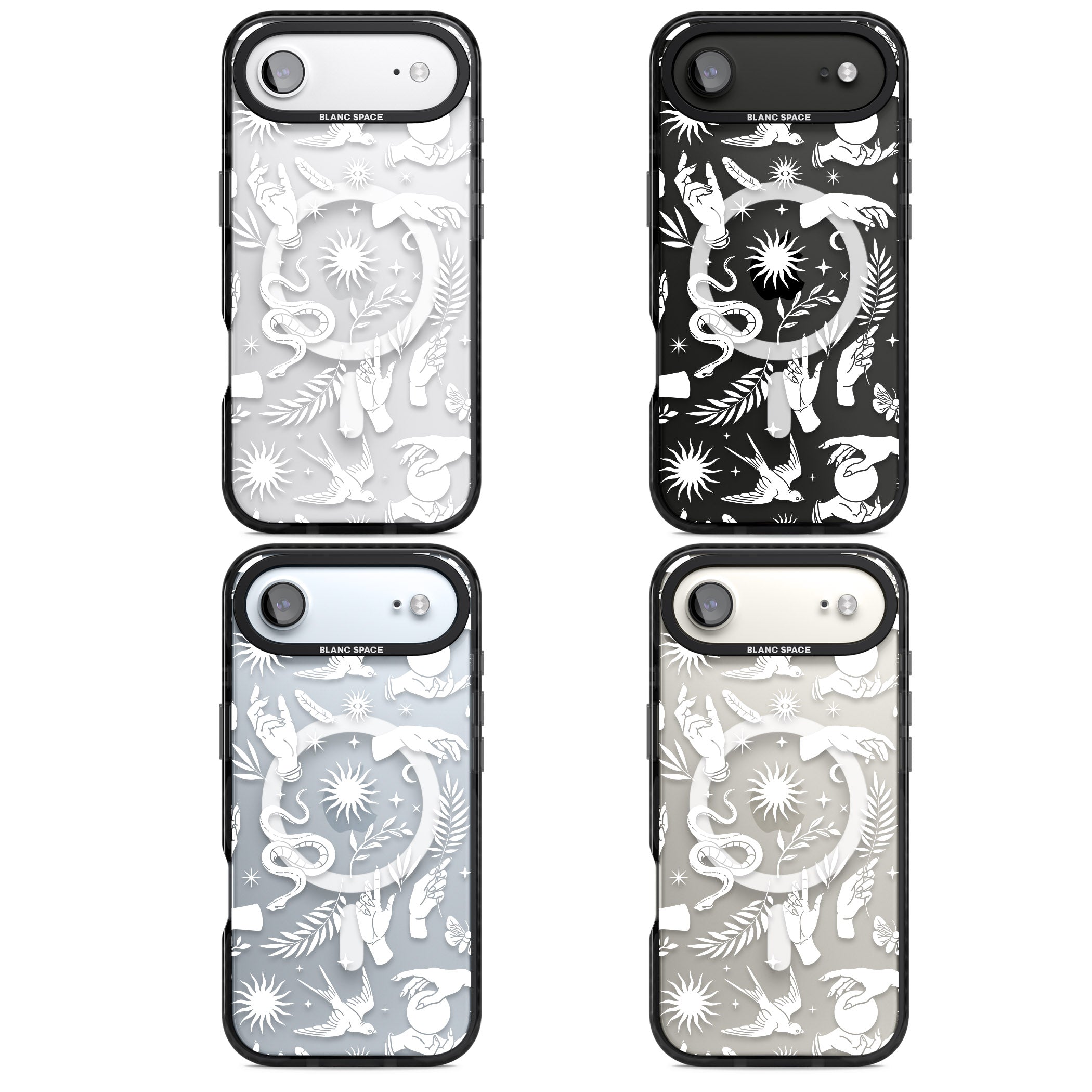 Celestial Pattern (White) iPhone 17 Air Impact Pro Black Phone Case APT Impact Protection