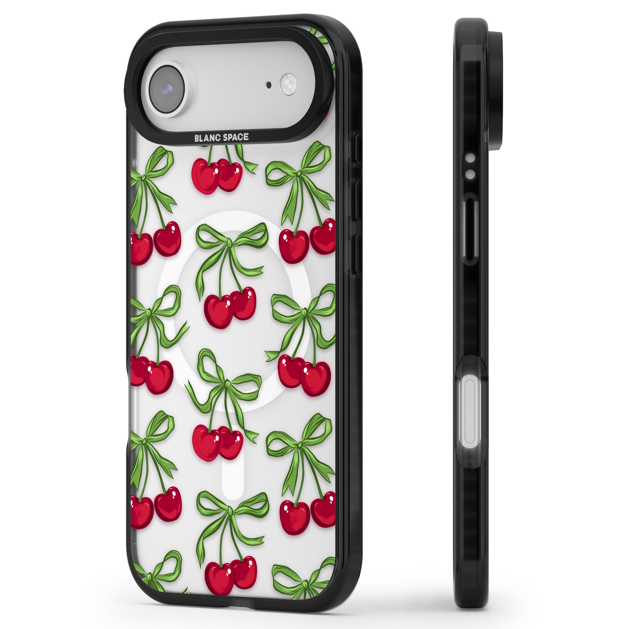 Cherry Bows iPhone 17 Air Impact Pro Black Phone Case Side Profile