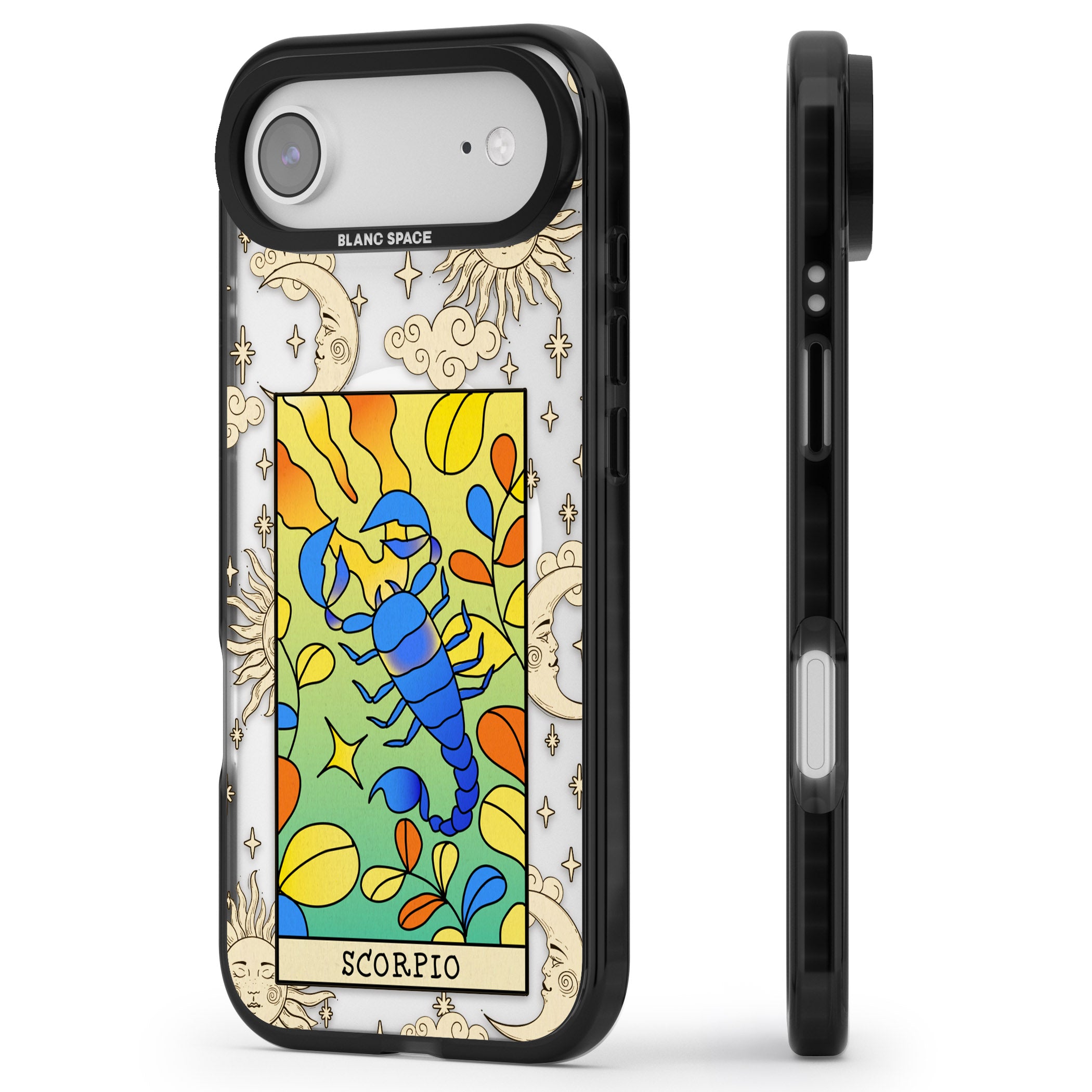 Celestial Zodiac Scorpio iPhone 17 Air Impact Pro Black Phone Case Side Profile