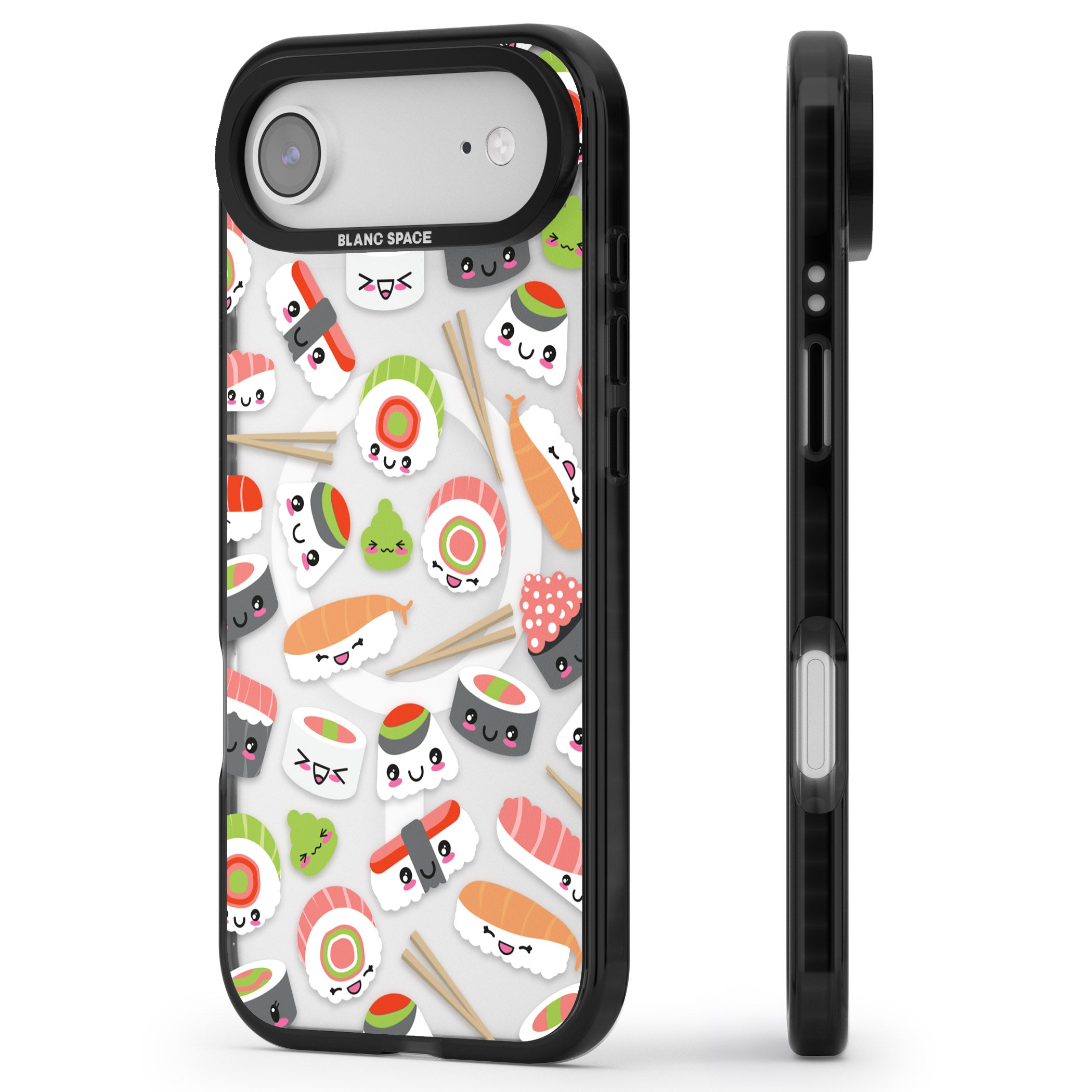Kawaii Sushi Party iPhone 17 Air Impact Pro Black Phone Case Side Profile