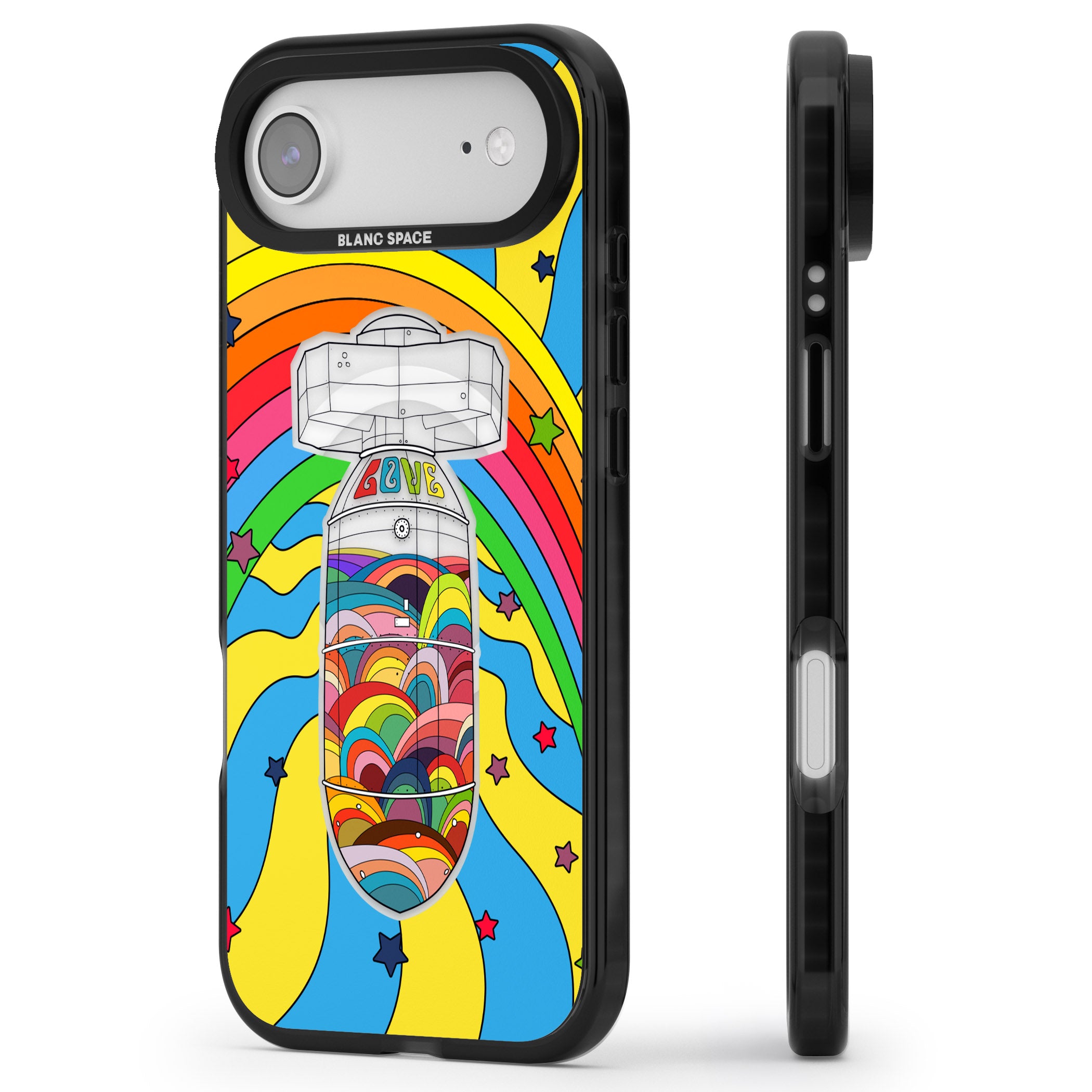 Love Bomb iPhone 17 Air Impact Pro Black Phone Case Side Profile